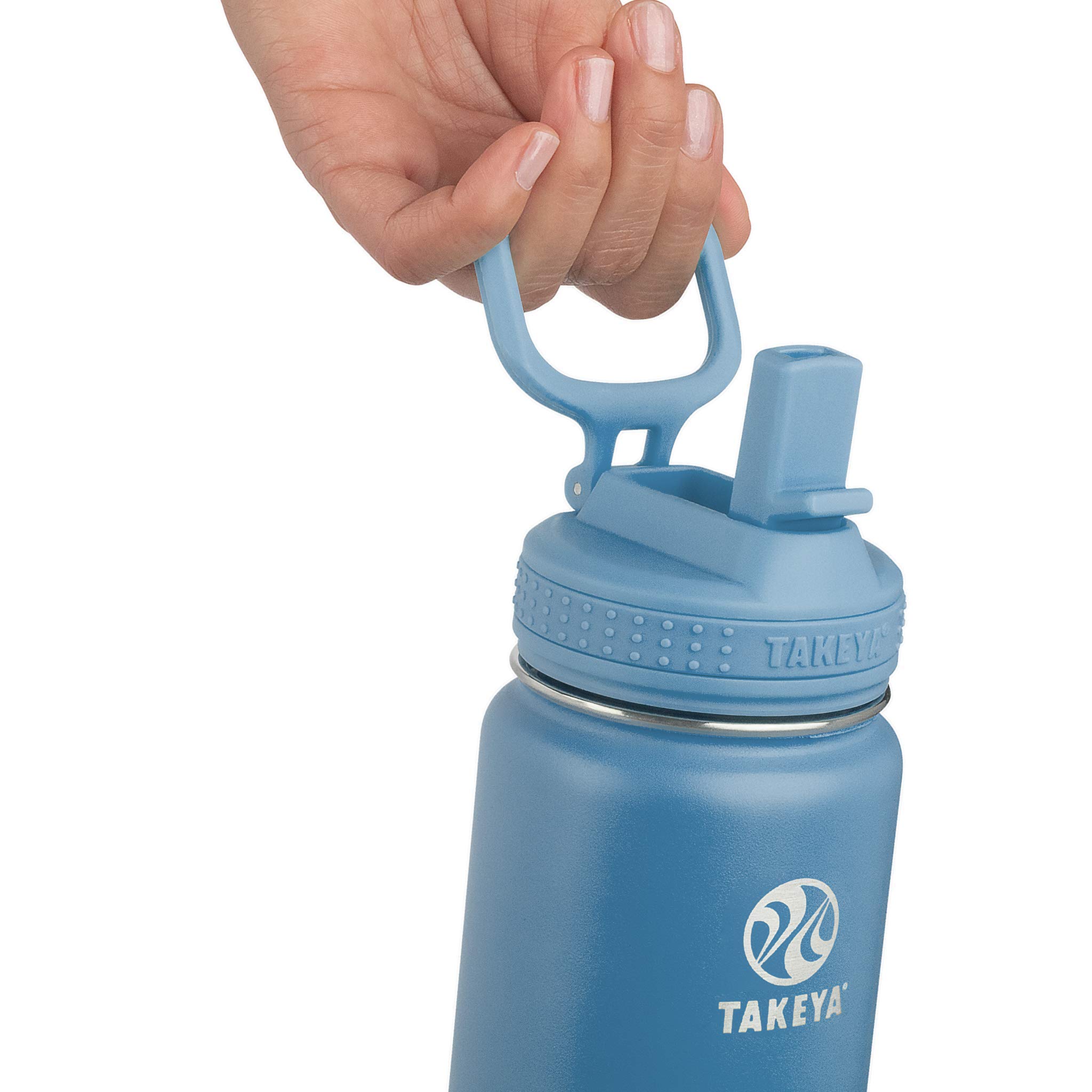 Takeya Actives 24oz Insulated Stainless Steel Water Bottle with Straw Lid - Premium Leakproof Thermos for Gym, Hiking & Outdoor Activities - Bluestone