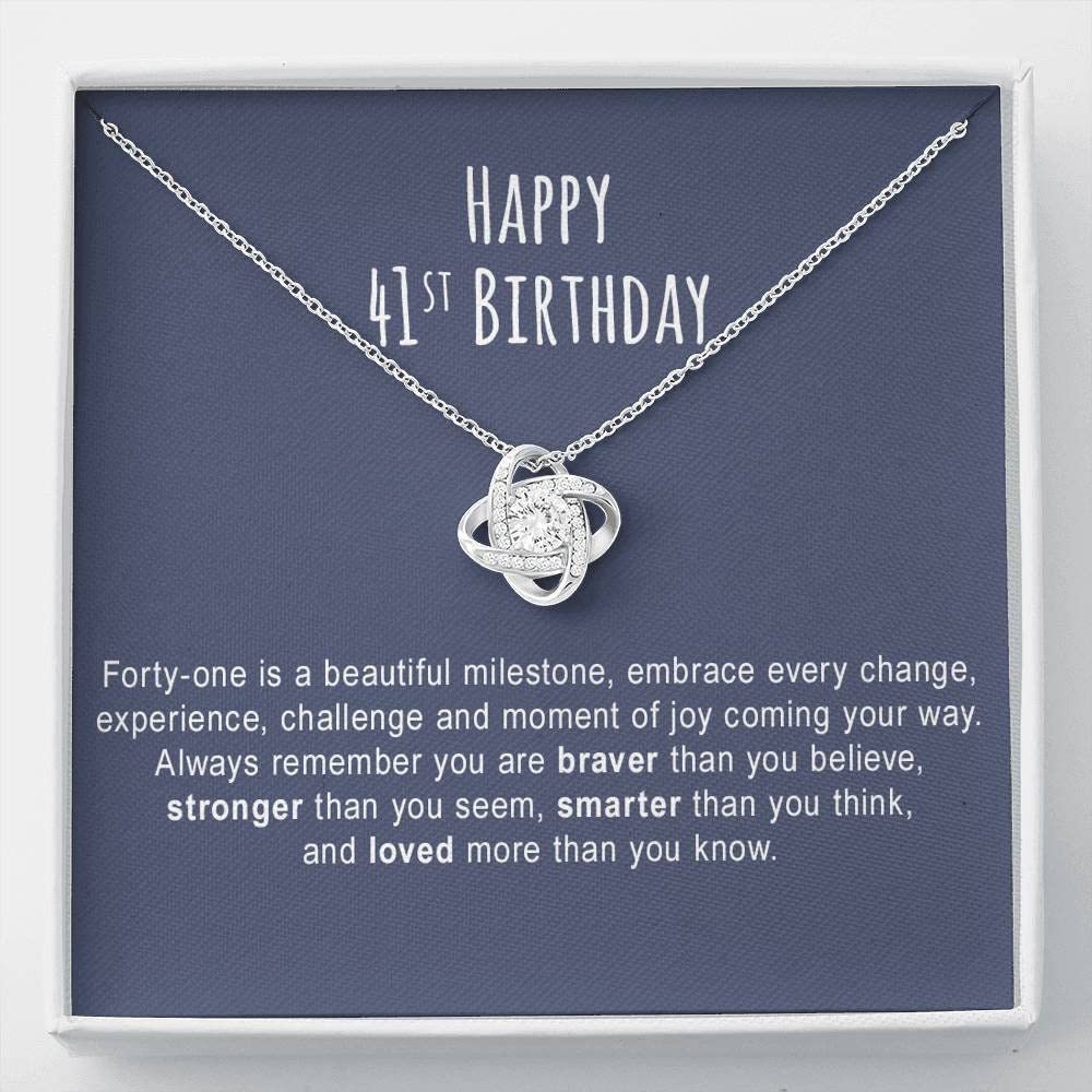 41st Birthday Gift Necklace for Women - Sterling Silver Personalized Jewelry with Message Card & Luxury Gift Box - Perfect Birthday Present, Anniversary Gift, or Special Occasion Jewelry for Her