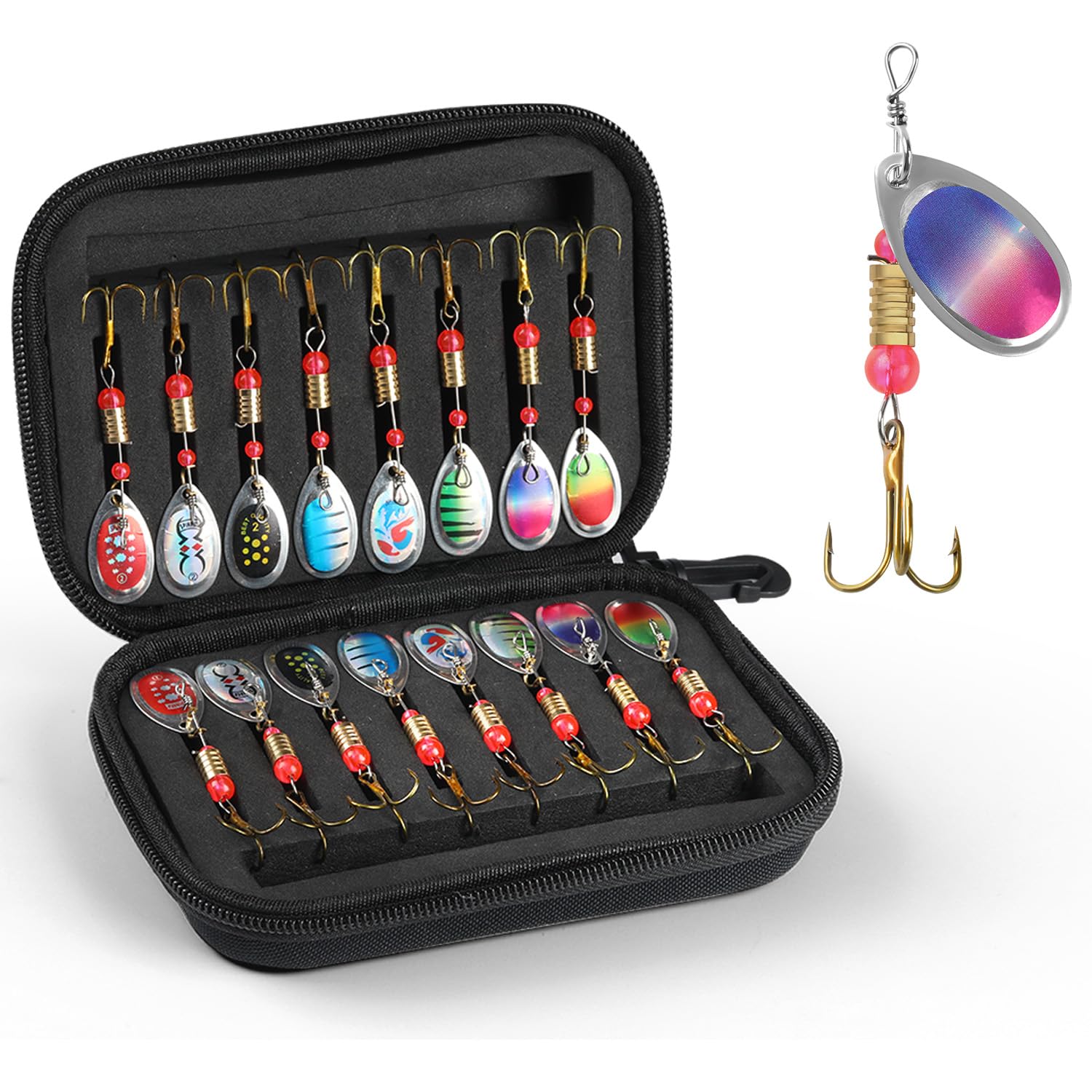 Premium Hard Metal Spinner Baits Fishing Lures Kit - Bass Trout Salmon Spinnerbait Spoons with Triple Hooks | Freshwater Fishing Gear for Men | Ideal for Lakes, Rivers & Outdoor Adventures