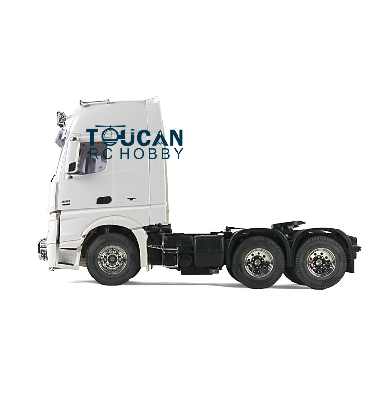 1/14 Scale Toucan Unpainted 3-Axle Highline RC Tractor Truck Trailer Kit with 35T Motor - Remote Control Hobby Model for Off-Road Racing & Construction Site Simulation