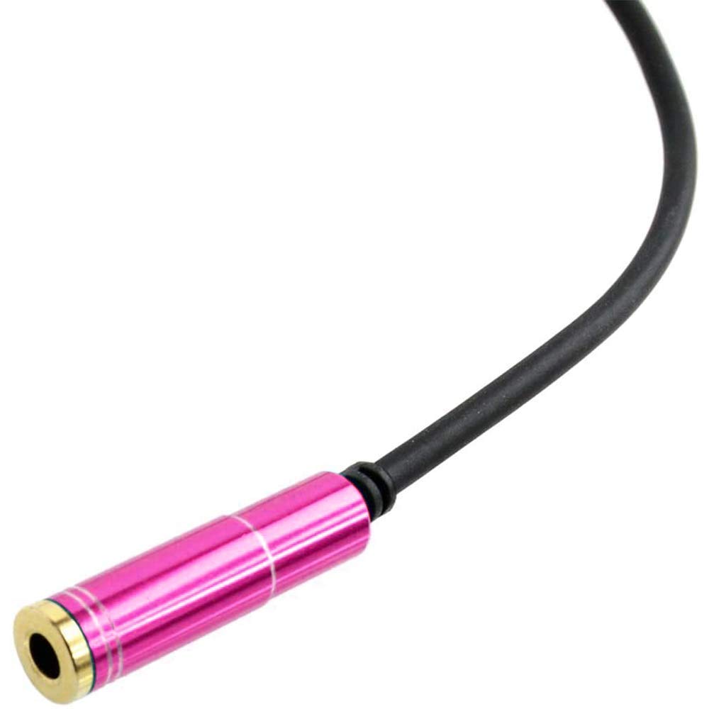 3.5mm Headphone Splitter Adapter - Female to Dual 3.5mm Male Audio Y Cable - 4-Pin Mic Compatible for Smartphone to PC Connection (Pink) - Perfect for Gaming, Podcasting & Online Meetings