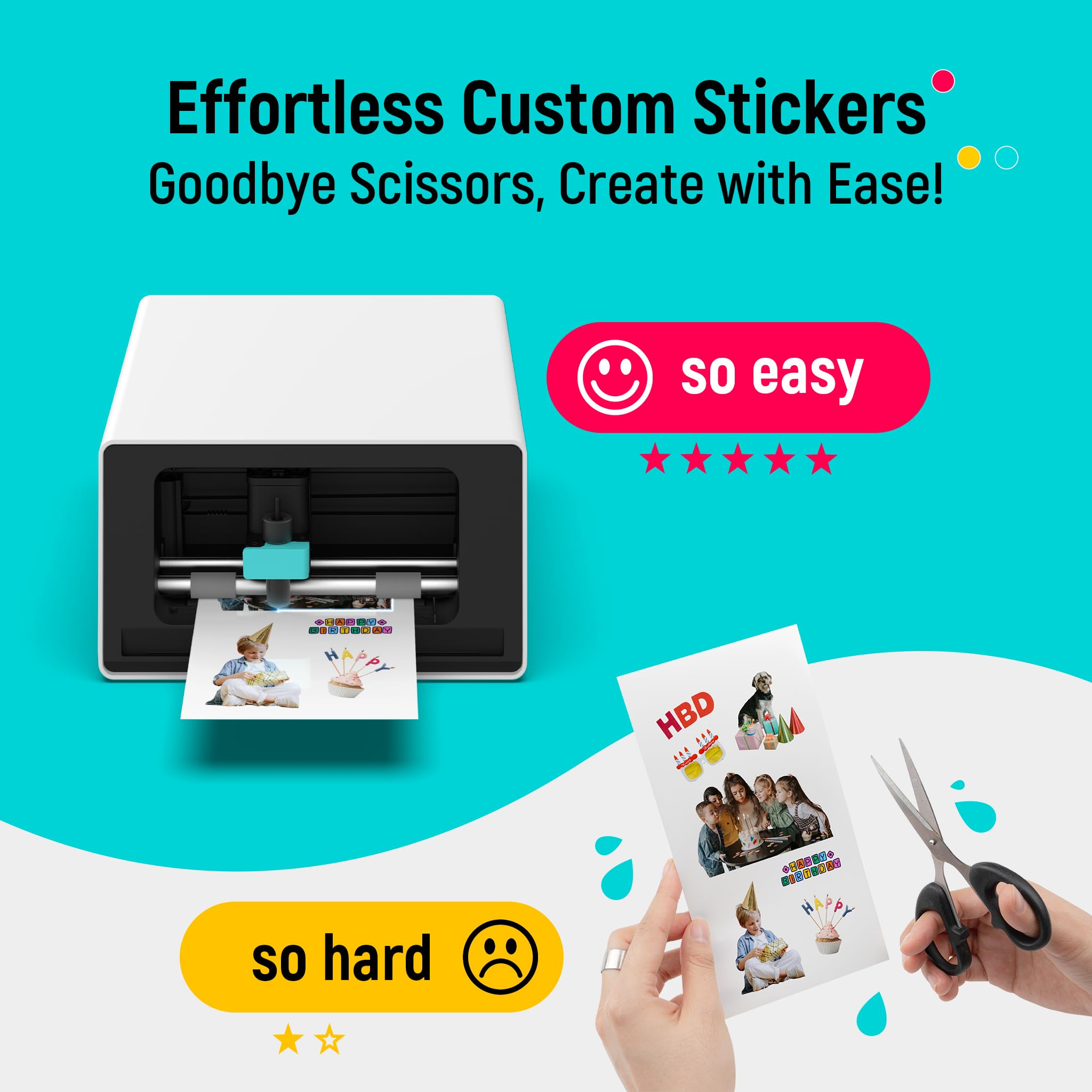 Liene PixCut S1 All-in-One Sticker Maker Machine - DIY Photo Sticker Printer & Cutting Machine for Custom Labels, Gifts & Crafts | 300 DPI Thermal Dye-Sublimation Prints with AI Auto-Cutting | Perfect for Home, Office, School Projects & Small Business Branding