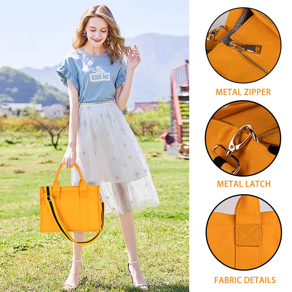 Stylish Canvas Tote Bag for Women - Durable Cotton Shoulder Bag with Top Handle & Crossbody Strap | Perfect for Work, Shopping & Travel Accessories