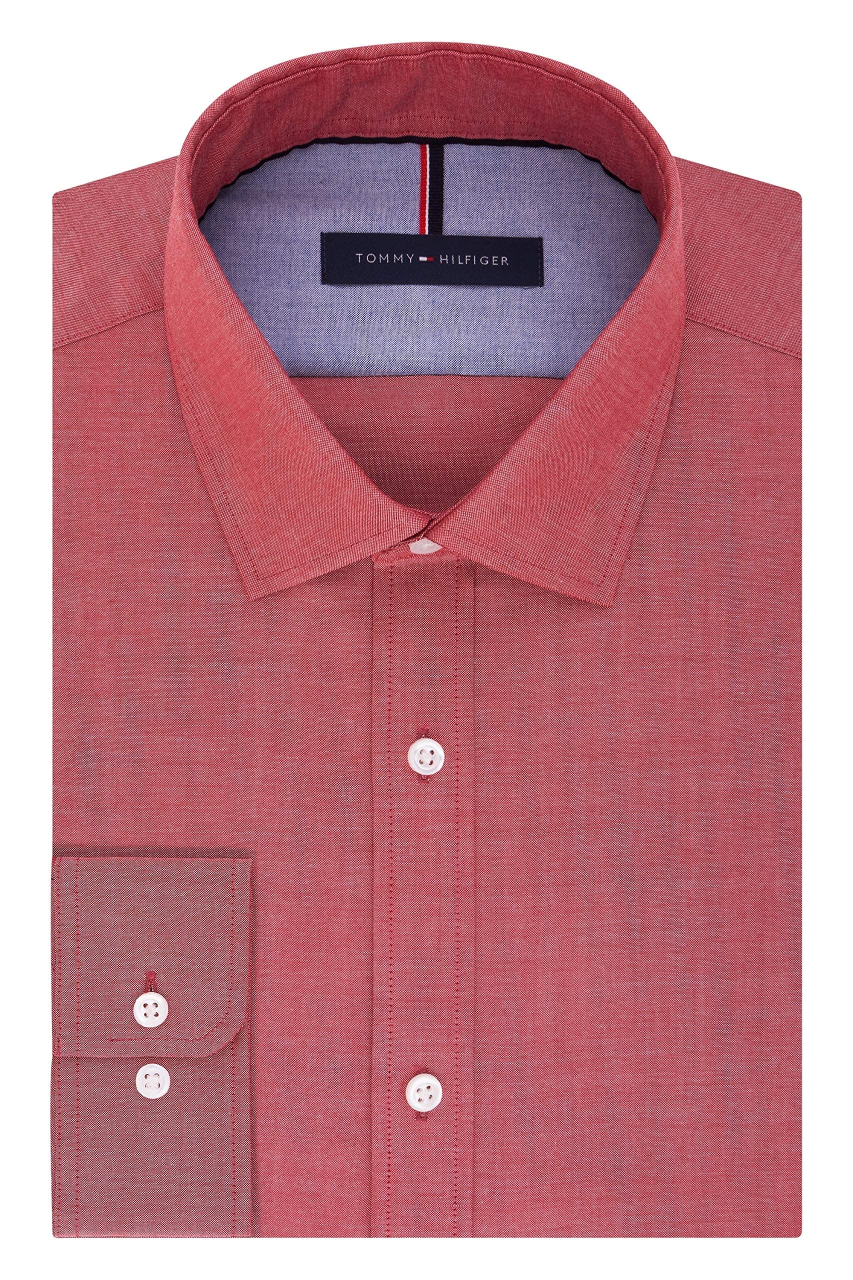 Tommy Hilfiger Men's Slim Fit Non-Iron Solid Dress Shirt for Business, Office & Formal Occasions | Premium Cotton Shirt for Work & Professional Events
