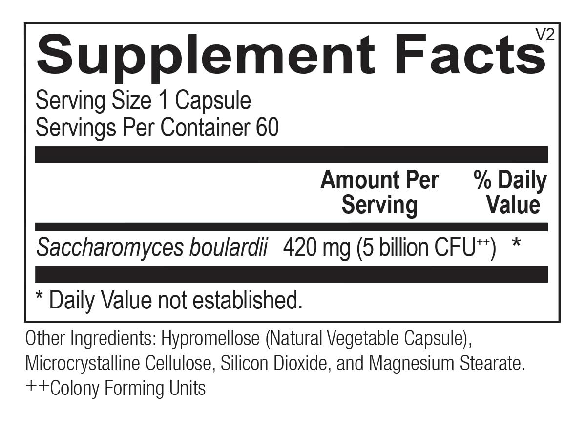 Premium Saccharomyces Boulardii Probiotic 60 Capsules - Expires 11/2024 - Supports Digestive Health & Immune System - Ideal for Travel, Antibiotic Use & Gut Balance
