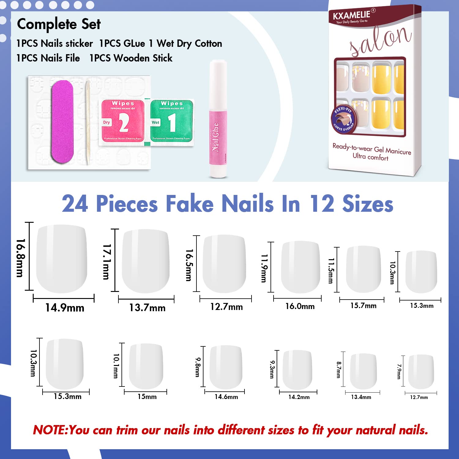 Glossy Yellow Nude Press On Nails Short Square Fake Nails with Nail Glue - 24pcs Cute Floral Design Artificial Nails for Manicure | Perfect for Parties, Weddings & Everyday Wear