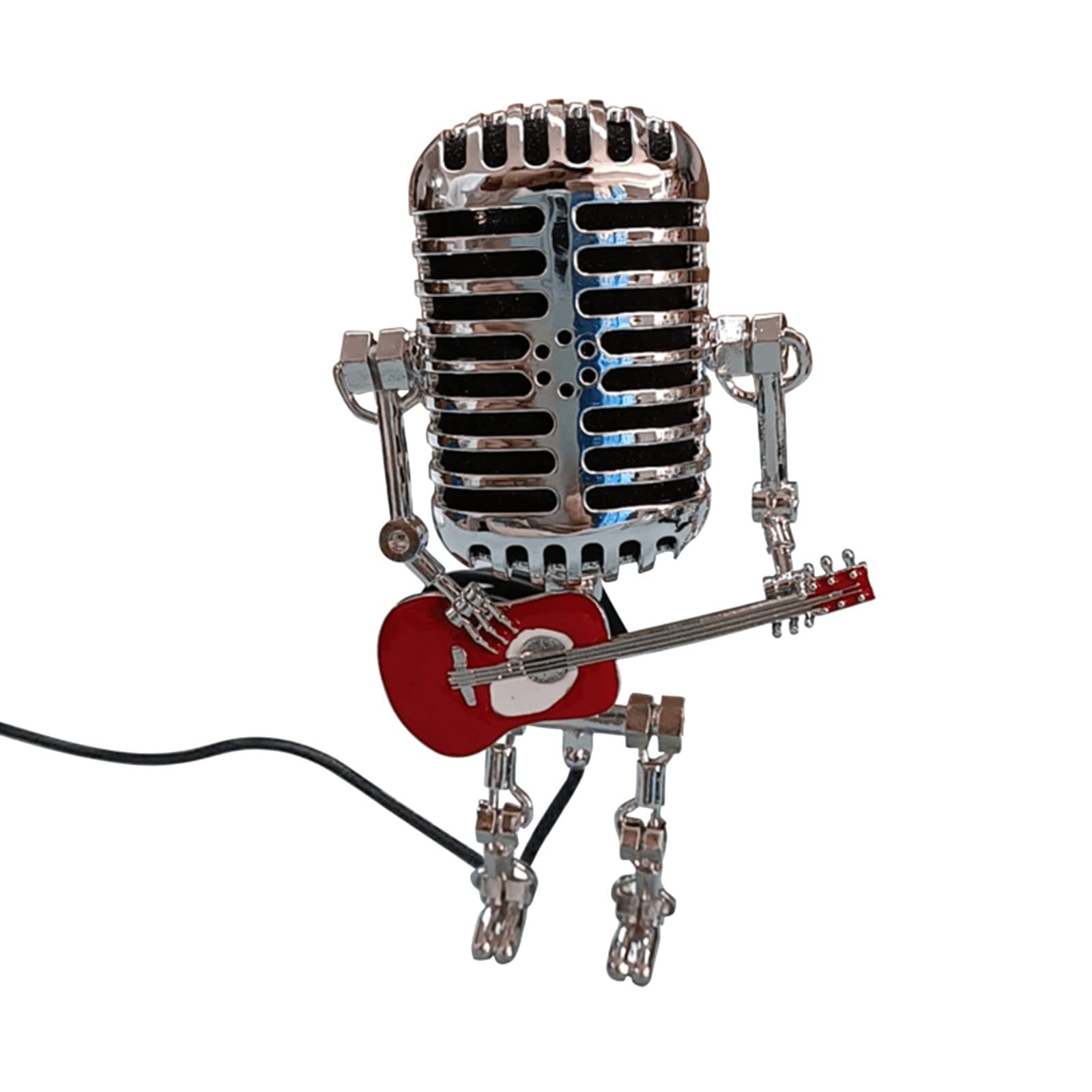Vintage Steampunk Robot Guitarist Desk Lamp - Retro Microphone Robot Table Lamp for Office & Home Decor, Unique Gift Idea | Perfect for Reading, Workspace Lighting & Industrial Themed Rooms