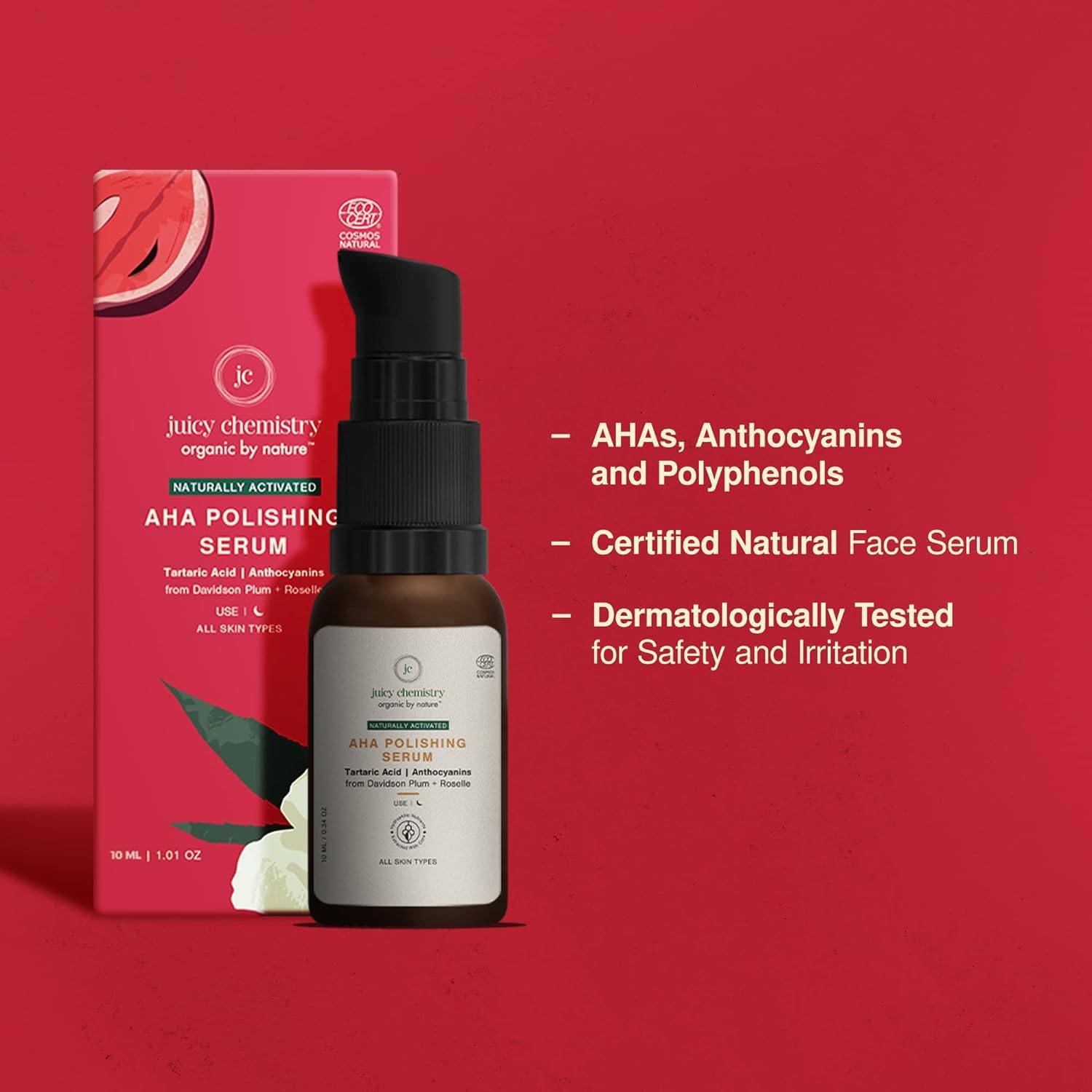 AHA Polishing Serum - Natural Exfoliating Face Serum for Acne, Scars & Oily Skin | Beginner-Friendly Bioavailable Formula (10ml) | Perfect for Daily Skincare & Acne Treatment Routine