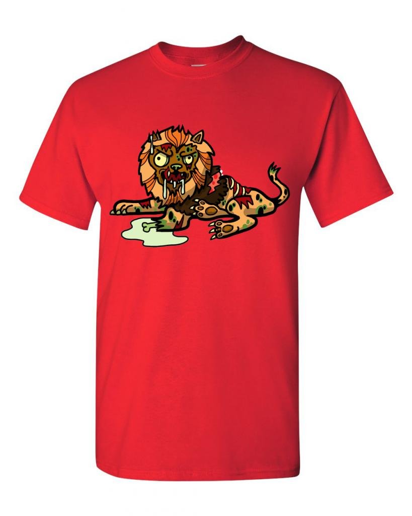 Zombie Lion Undead Animals Graphic T-Shirt for Adults | Horror & Halloween Costume Tee | Perfect for Cosplay, Parties & Gifts