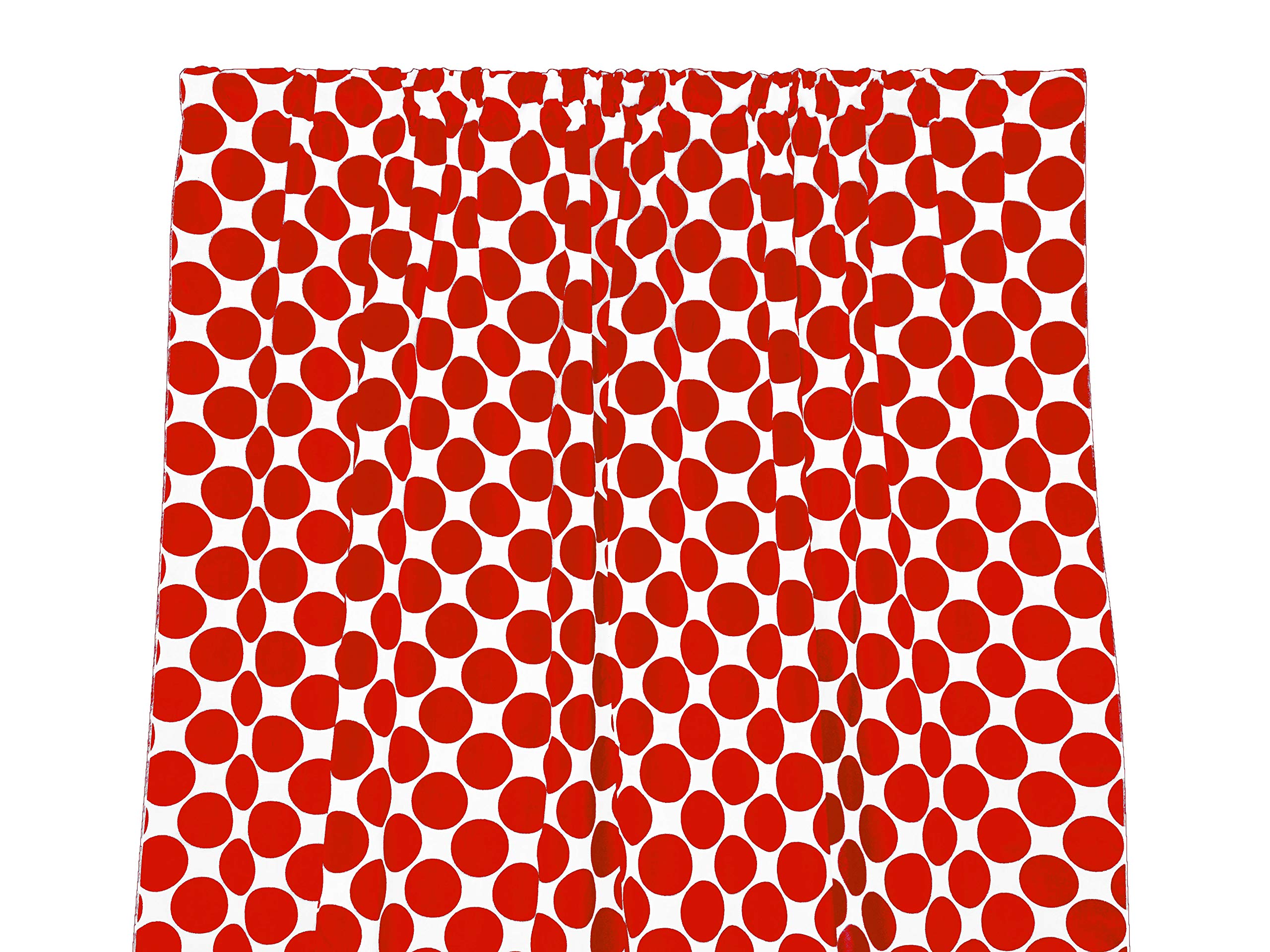 Polka Dot Cotton Curtain Panel - Red White 58x63 Inch for Home Decor