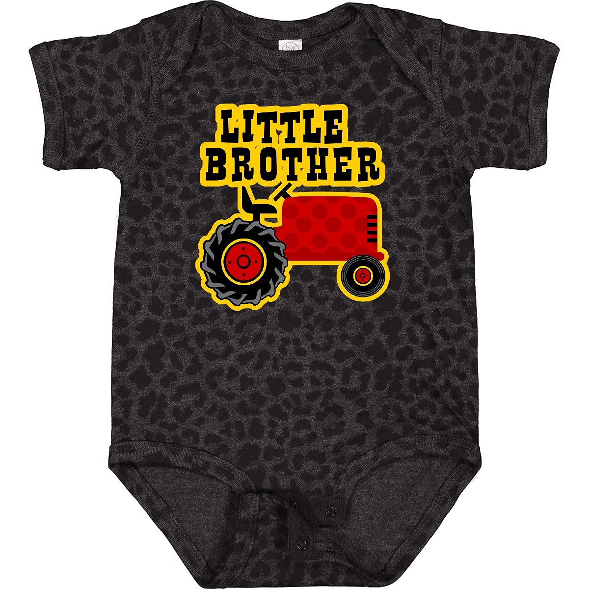 Inktastic Red Tractor Little Brother Baby Bodysuit - Cute Farm-Themed Cotton Onesie for Newborn Boys | Perfect for Family Photos, Baby Showers & Farmhouse Nursery Decor