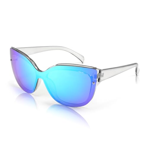 006 Transparent Grey Frame/Blue Mirror Lens