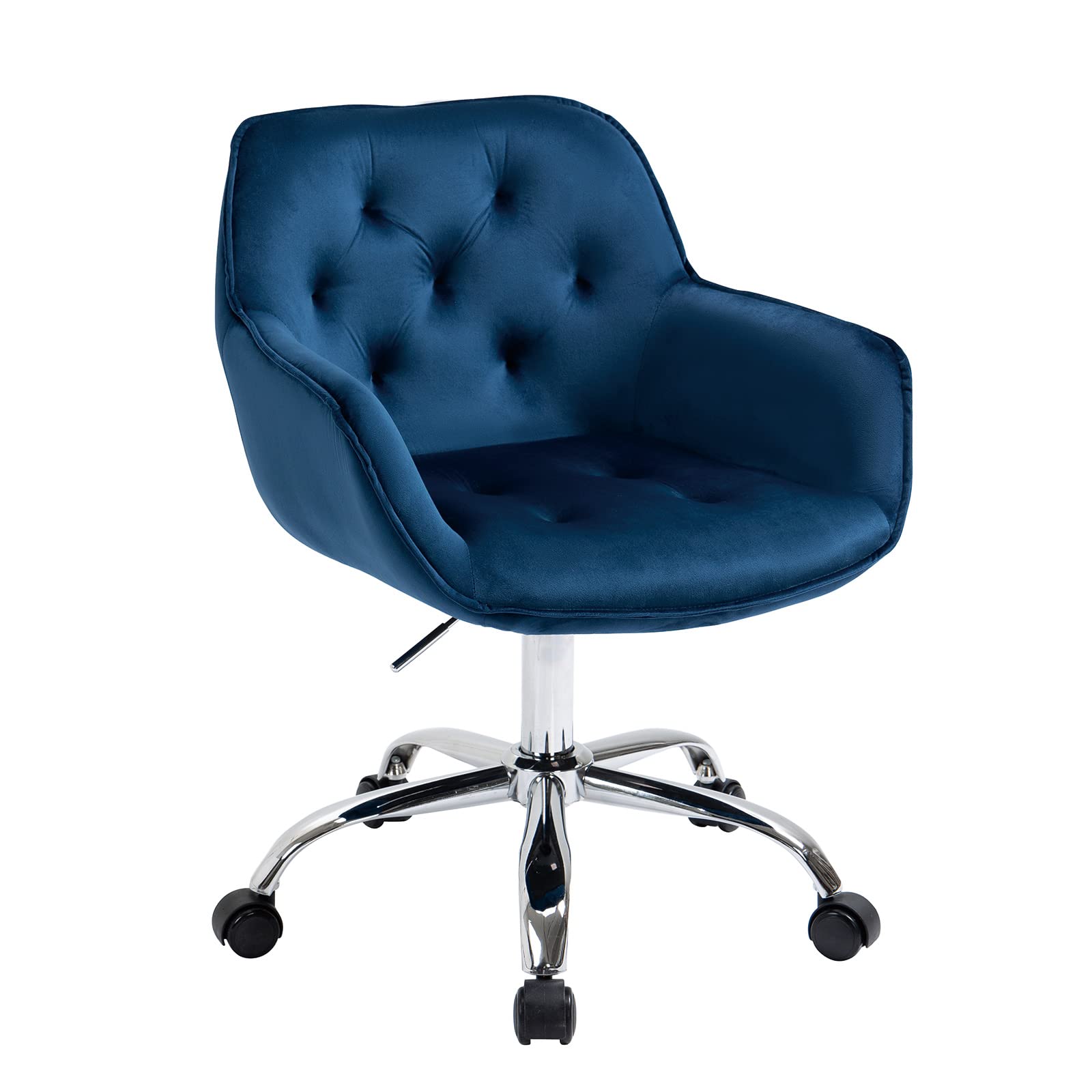MTFY Modern Velvet Desk Chair - Ergonomic Home Office Chair for Women, 360° Swivel Computer Chair with Upholstered Seat & Metal Legs, Perfect for Living Room, Bedroom, Office & Vanity Areas