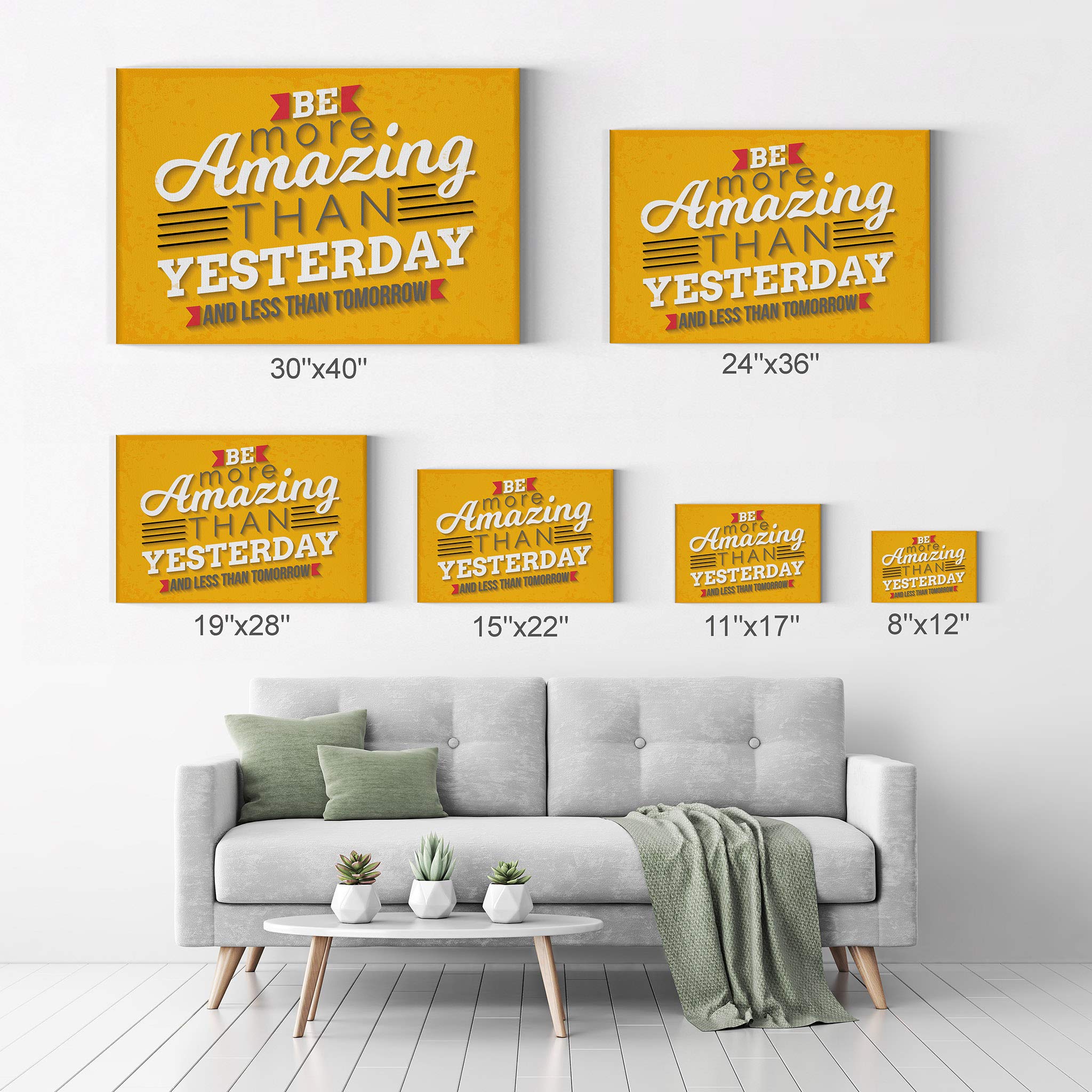 Smile Art Design 'Be More Amazing Than Yesterday' Motivational Gym Quote Canvas Print - Inspirational Home & Office Wall Decor (24x36 Inch) | Ready to Hang | Made in USA | Perfect for Fitness Rooms, Workout Spaces & Motivational Gifts