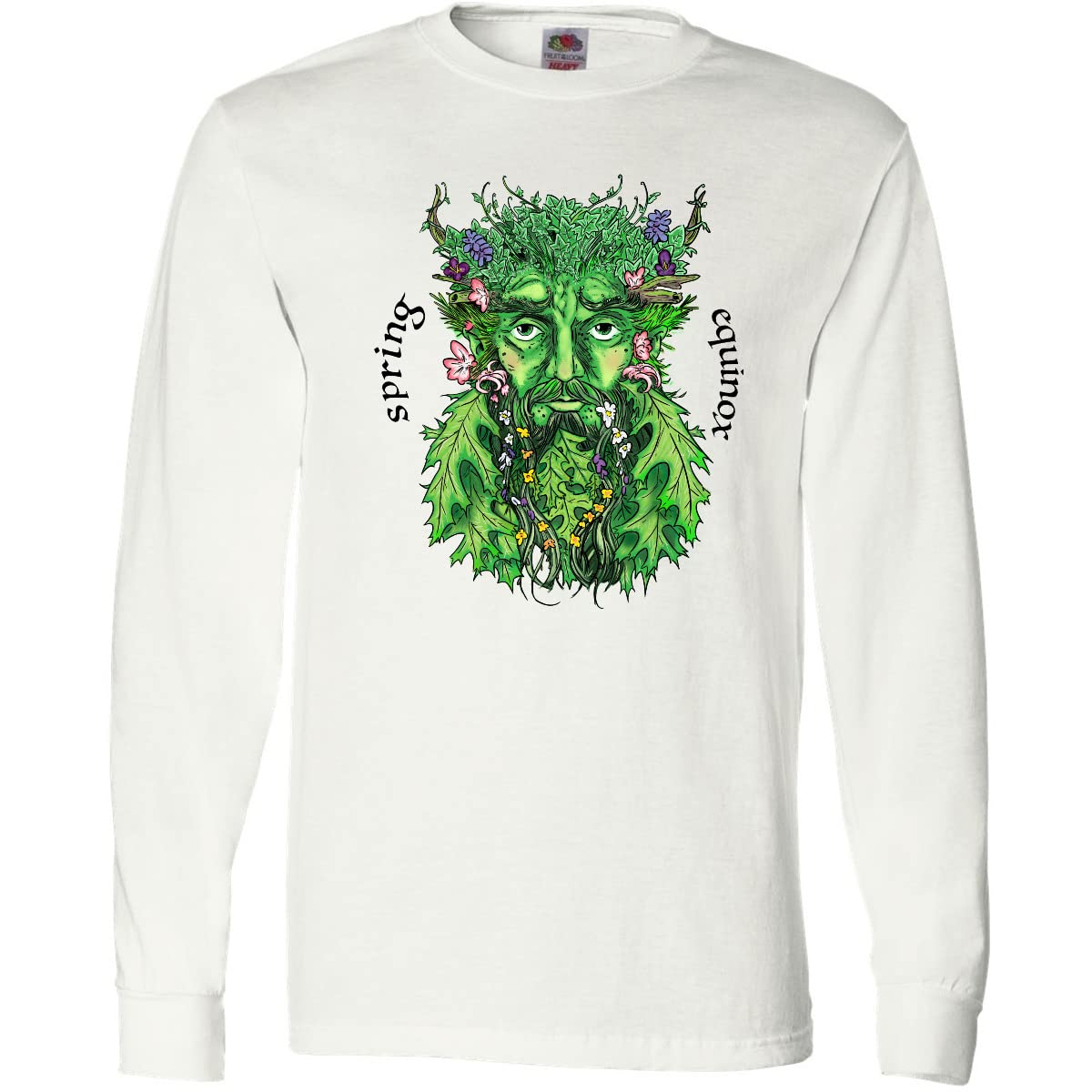 Inktastic 1st Day of Spring Greenman Spring Equinox Long Sleeve T-Shirt for Men & Women | Eco-Friendly Cotton Tee | Nature Lover Gift for Spring Equinox Celebration, Outdoor Festivals & Earth Day Events