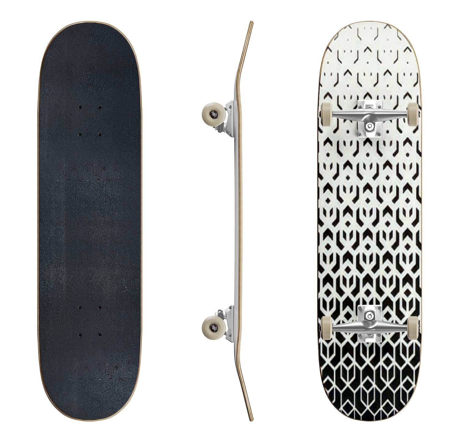 Geometric Halftone Abstract Skateboard - Classic Concave Design for Beginners & Pros | Longboard for Extreme Sports & Teen Gifts | Perfect for Street Skating, Commuting & Skatepark Tricks