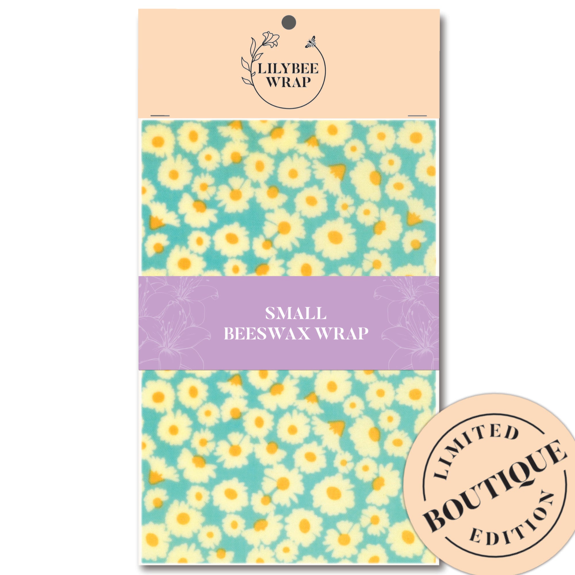 Eco-Friendly Beeswax Food Wraps - Reusable & Sustainable Daisies Design for Food Storage, Perfect for Sandwiches, Fruits & Leftovers | Small Size for Lunchboxes & Snacks