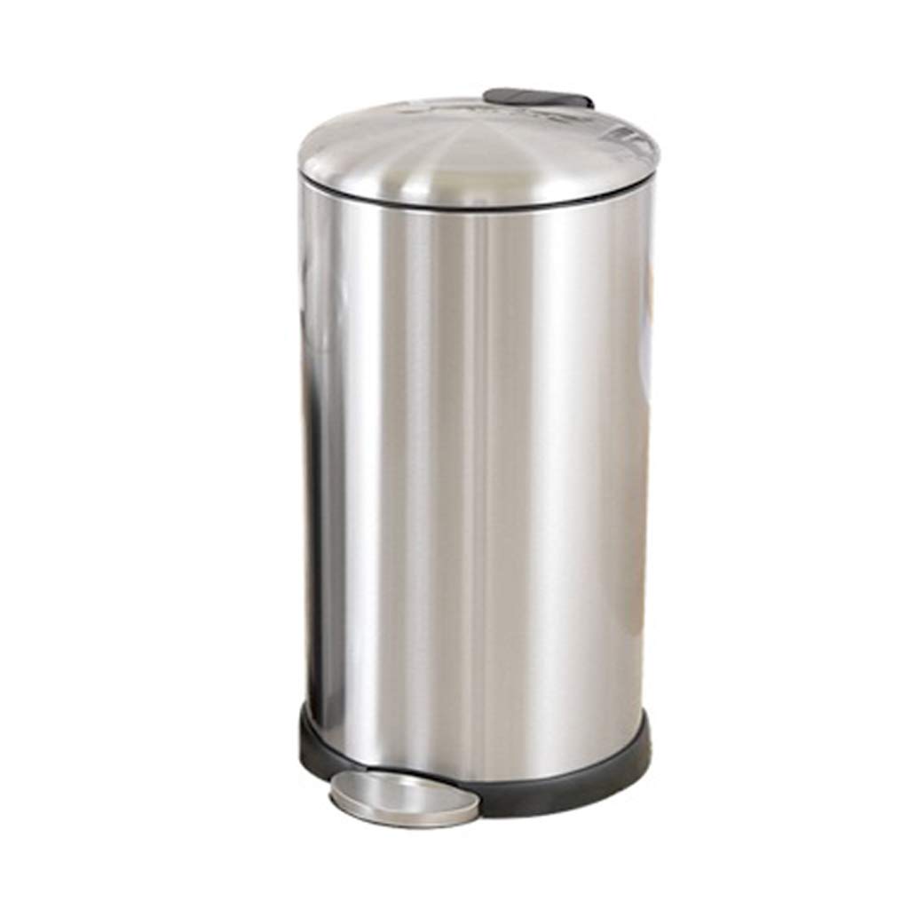 CSQ 30L Stainless Steel Trash Can with Silent Pedal - High Capacity Kitchen & Bathroom Garbage Bin, Odor-Proof Metal Waste Basket for Home & Office Use