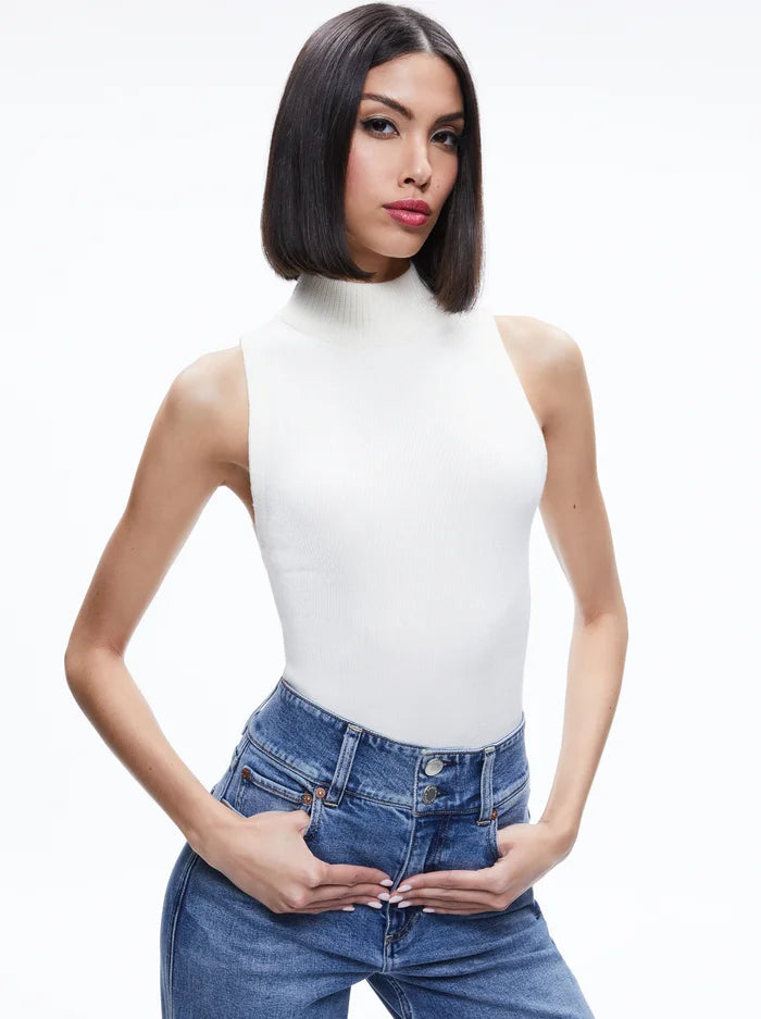 Darcey Turtleneck Sweater Tank Top for Women - Soft Ecru Knit Layering Piece - Perfect for Fall/Winter Fashion, Office Wear & Casual Outfits