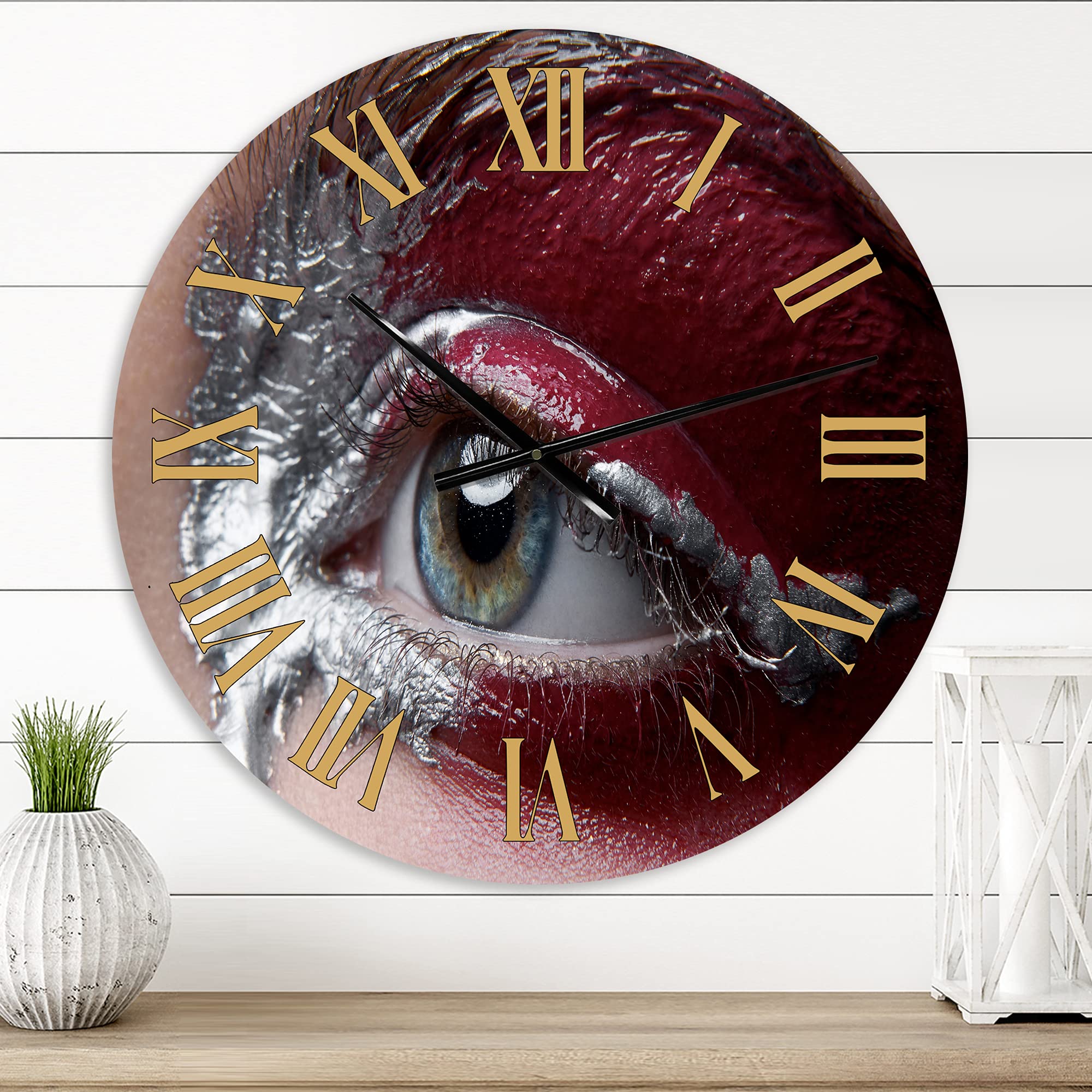 DesignQ Modern Wall Clock - Large Retouched Photo Clock for Bedroom, Living Room, and Office Decor