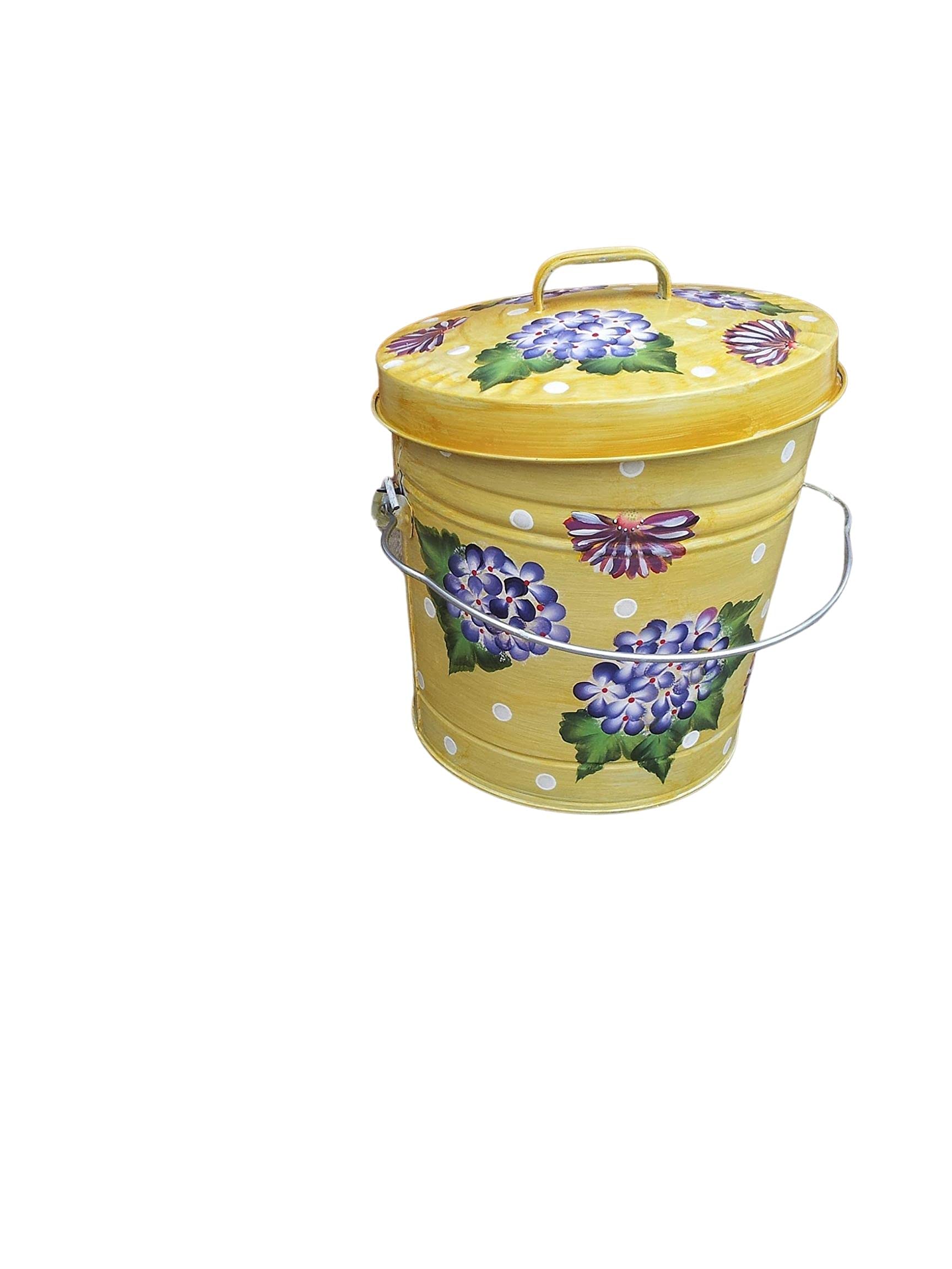 10 Gallon Hand Painted Decorative Trash Can - Elegant Waste Bin for Kitchen, Bathroom & Office - Eco-Friendly Garbage Can with Artistic Designs for Home Decor