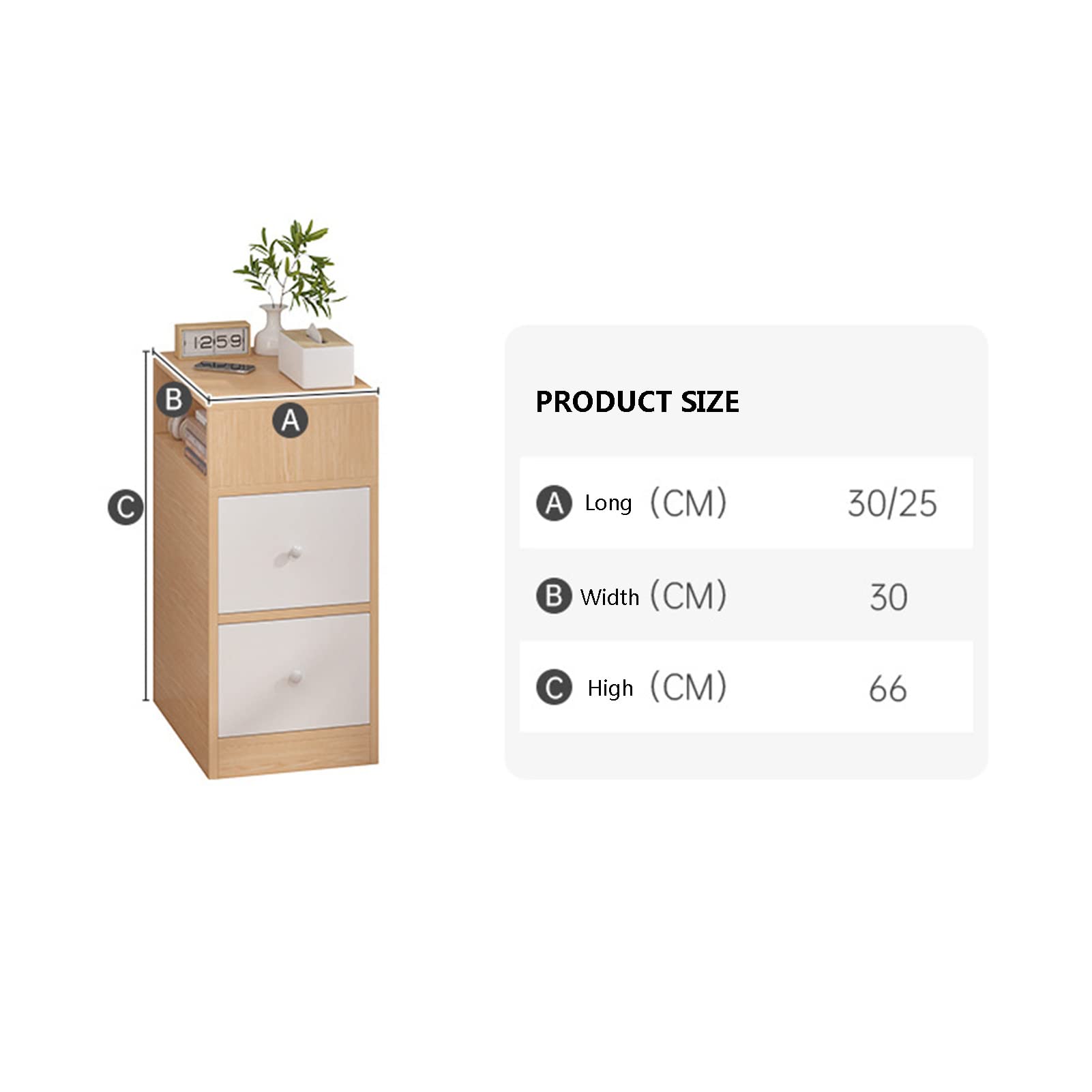 Modern Nightstand with Drawer - Bedside Table Storage Cabinet for Bedroom, Living Room & Office - Easy Assembly Compact Design (25×30×66cm) - Perfect for Small Spaces, Apartment Essentials & Bedroom Organization