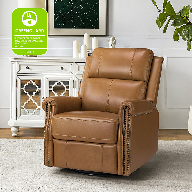 Kaietan Genuine Leather Power Rocking Recliner Chair - Adjustable Electric Massage Recliner Sofa for Living Room, Home Theater & Office Relaxation