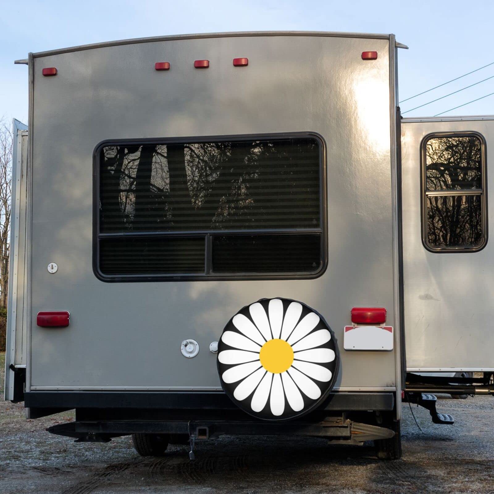 **Foruidea Daisy Flower Spare Tire Cover - Dust-Proof Wheel Cover for 16 Inch Tires - Fits Trailer, RV, SUV & More - Perfect for Outdoor Travel & Camping**