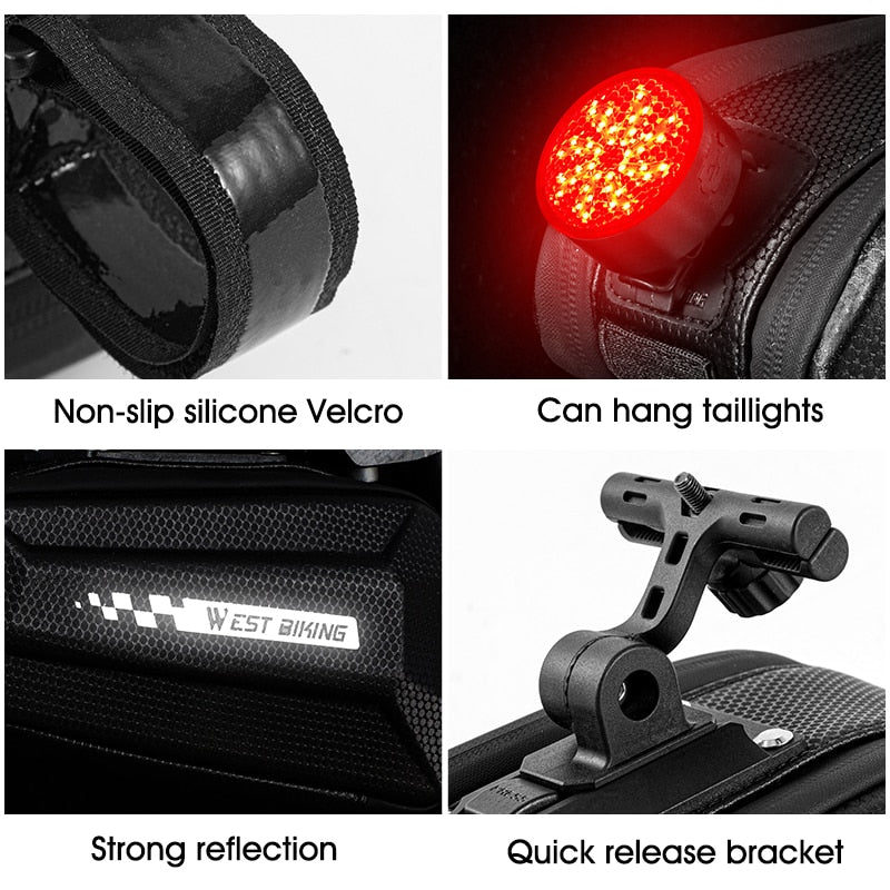 Waterproof Reflective MTB & Road Bike Saddle Bag - Cycling Tools Pannier with Front Frame Phone Holder | Perfect for Mountain Biking, Commuting & Outdoor Adventures