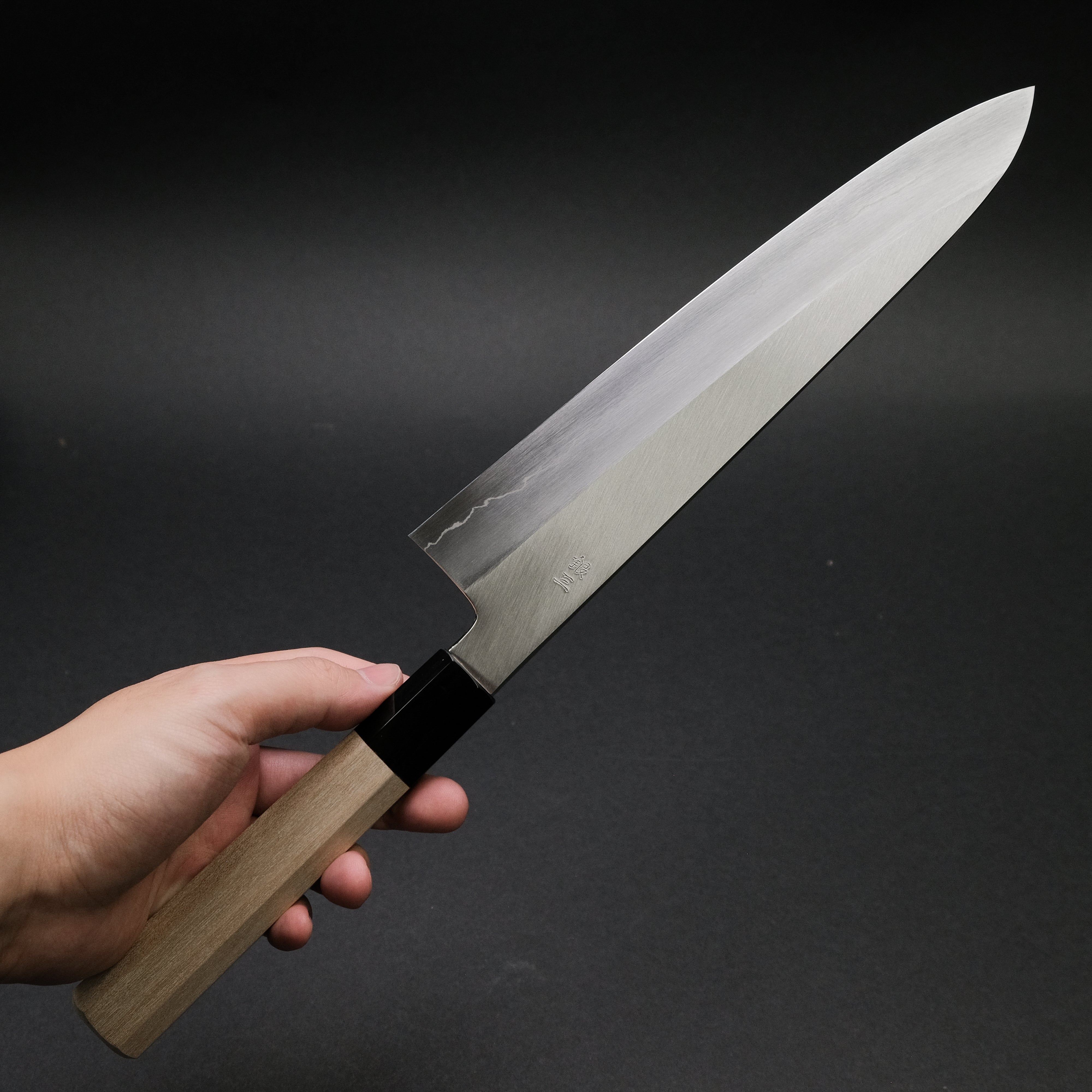 Hitohira Kikuchiyo Ren Silver #3 Gyuto Japanese Chef Knife 240mm with Ho Wood Handle - Perfect for Sushi, Meat Slicing & Professional Kitchen Use
