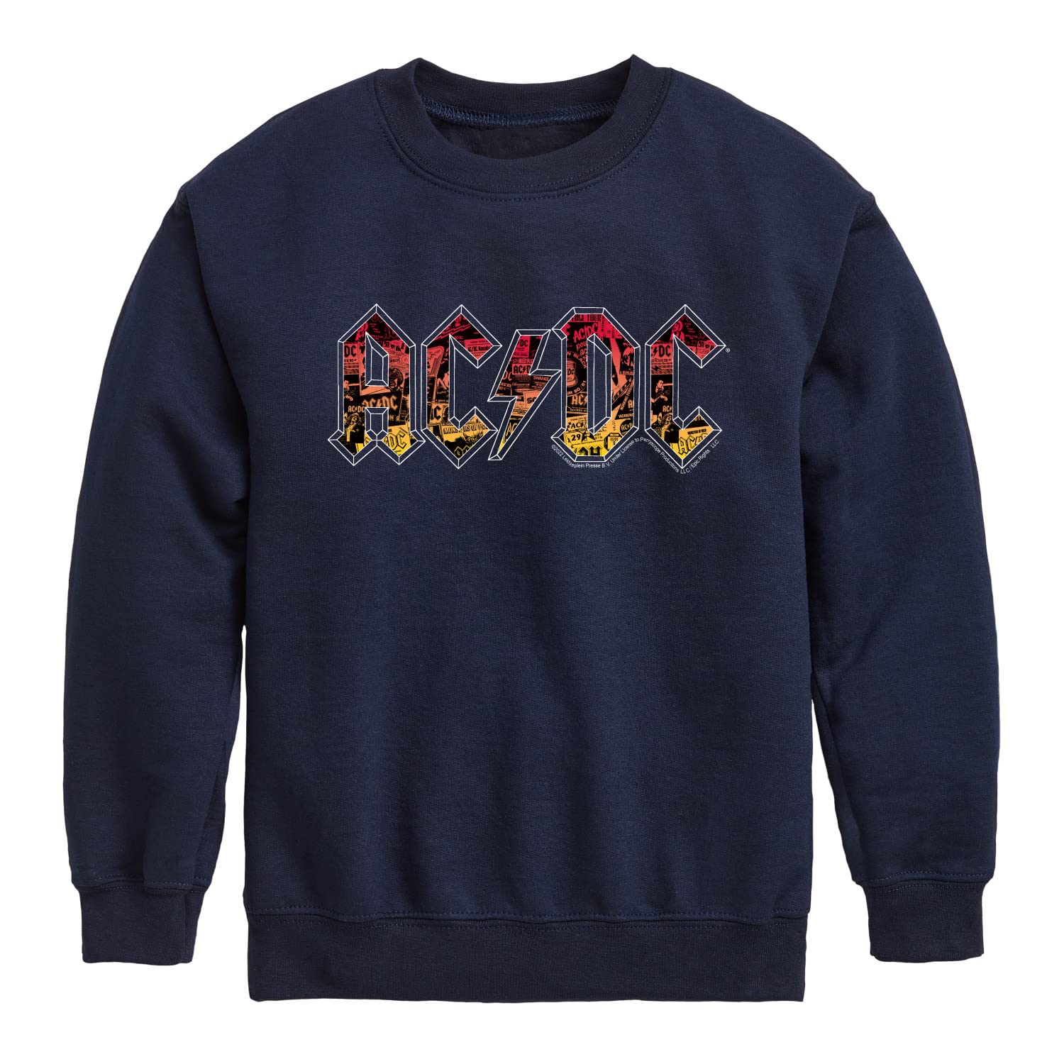 HYBRID APPAREL ACDC Band Poster Texture Fleece Sweatshirt for Toddler & Youth | Soft Crewneck Pullover | Rock Music Fan Gift | School, Concerts & Casual Wear