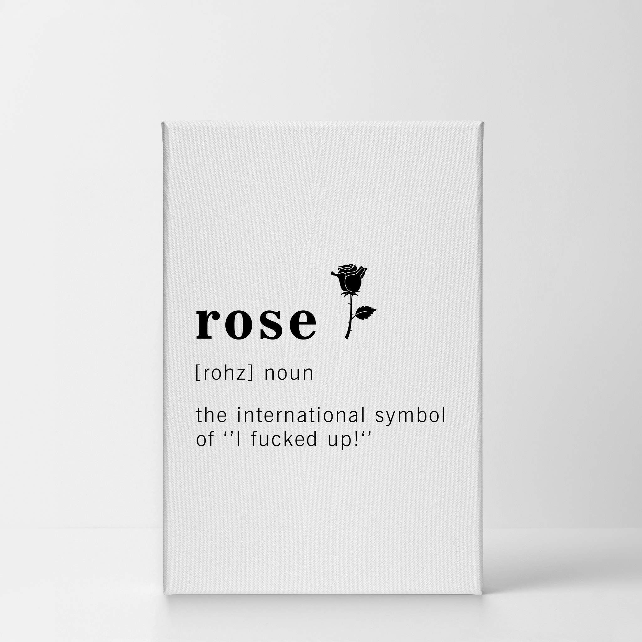 Funny Noun Dictionary Definition of Rose Canvas Print - Inspirational Quote Wall Art for Office, Living Room, Bedroom & Bathroom Decor - Ready to Hang 36x24 Inch Home Décor - Perfect for Gifts, Housewarming & Interior Design - Made in USA
