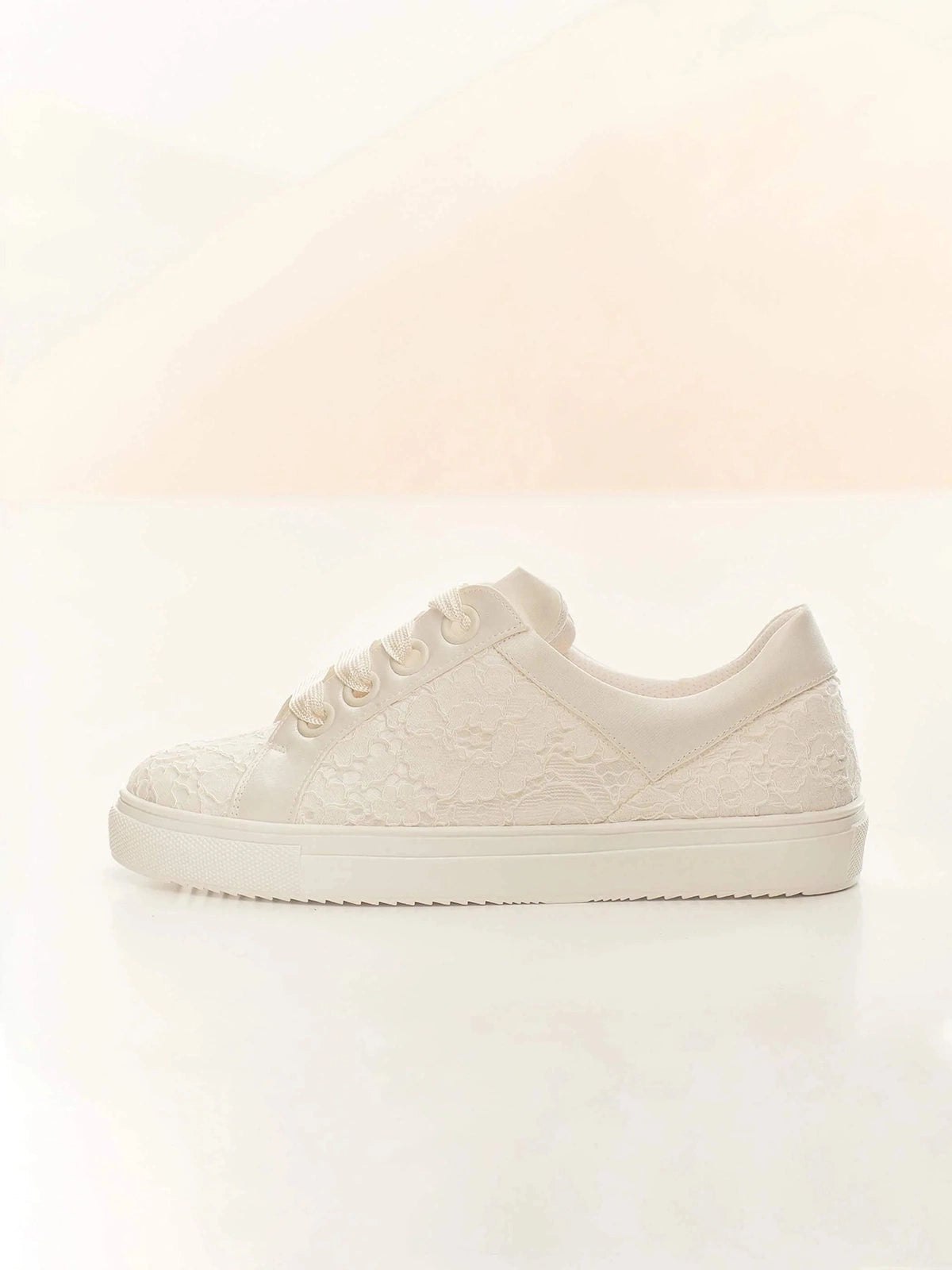 Ivory Satin and Lace Bridal Sneakers - ZOE | Comfortable Wedding Shoes for Bride, Bridesmaids & Reception | Perfect for Outdoor Weddings, Beach Ceremonies & Dancing All Night