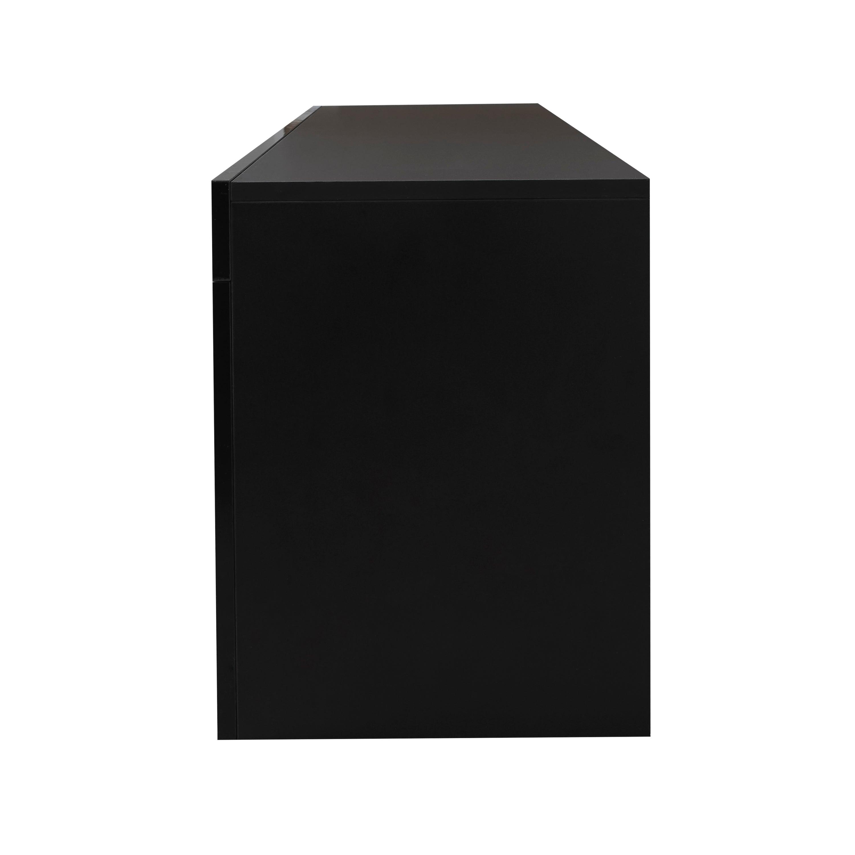 Black TV Stand with LED RGB Lights - Modern Flat Screen TV Cabinet for Gaming Consoles - Perfect for Living Room, Bedroom & Lounge Room Decor (Black) - Ideal for Movie Nights & Gaming Setup
