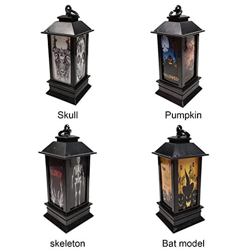 Halloween LED Lantern - Skeleton Bat Pumpkin Light for Home Party Decor