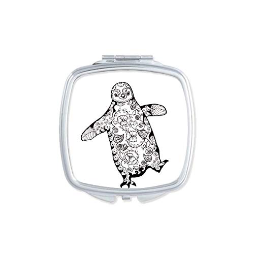 DIYthinker Cute Clumsy Penguin Animal Portrait Sketch Mirror - Portable Compact Pocket Makeup Mirror with Double Sided Glass - Perfect for Travel, Home, and Gift Giving