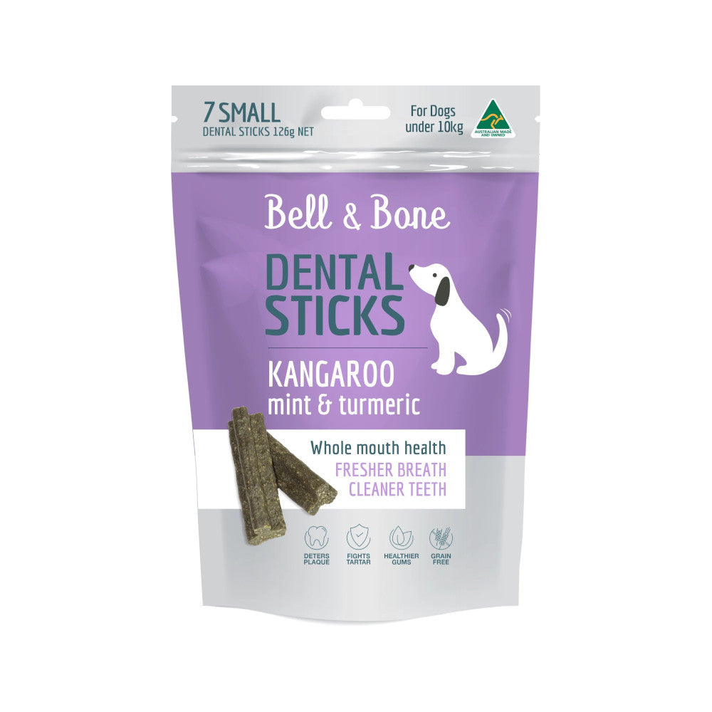 Kangaroo with Mint & Turmeric Dental Chews for Dogs - Natural Breath Freshener & Plaque Remover - Perfect for Small, Medium & Large Breeds - Great for Daily Oral Care & Training Rewards