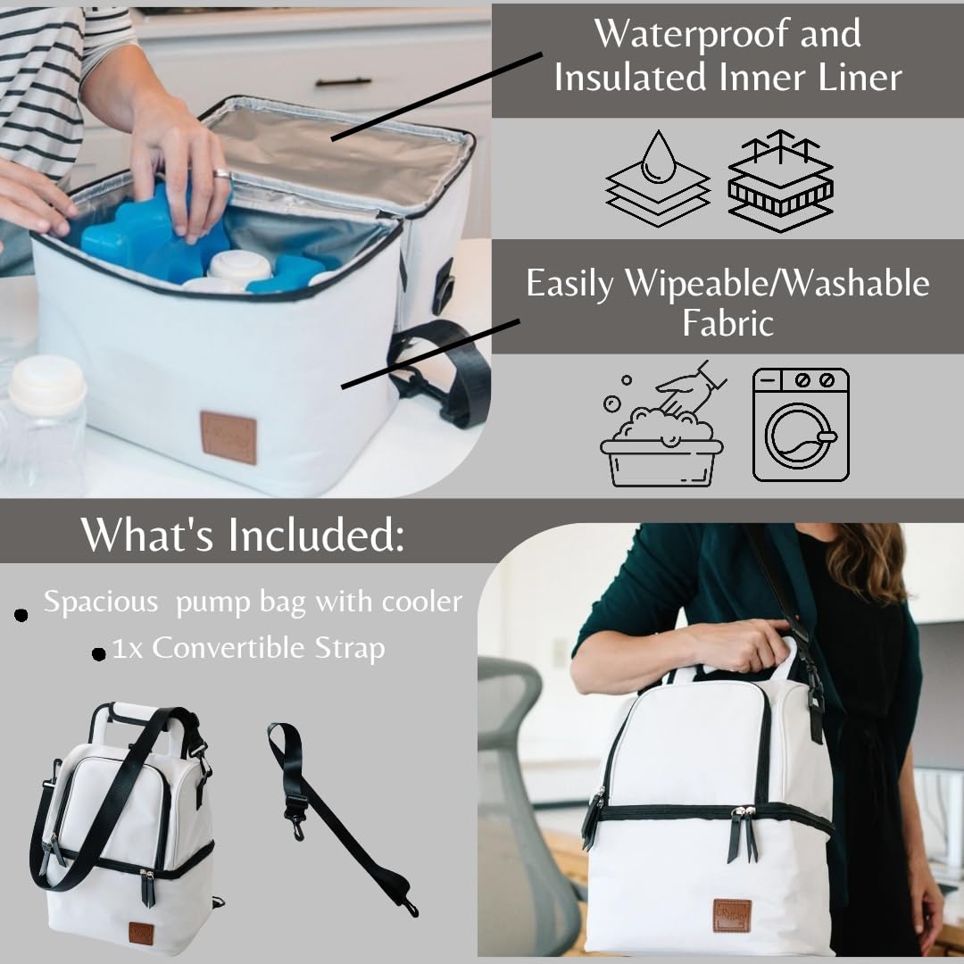 Leak-Proof Wearable Breast Pump Cooler Bag - 12-Hour Insulated Milk Storage with Multiple Compartments | Portable Breast Milk Carrier for Travel, Work & Outdoor Activities | Polyester Nursing Bag for Pumping Moms