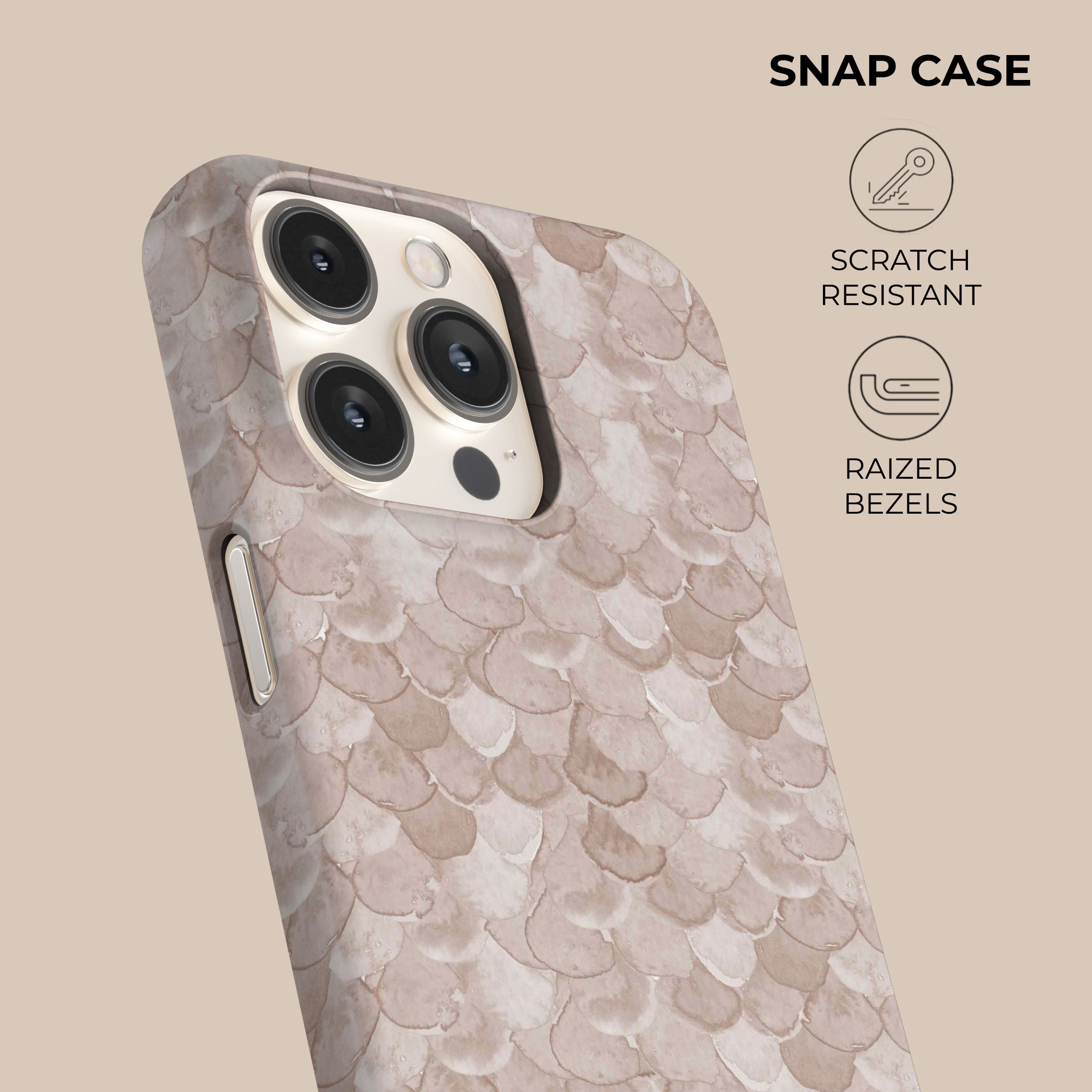 Beige Watercolor Reptile Phone Case for iPhone 15/14/13/12 Pro Max - Cute Artistic Snake Skin Design Slim Protective Cover - Perfect for Outdoor Adventures, Travel & Daily Use