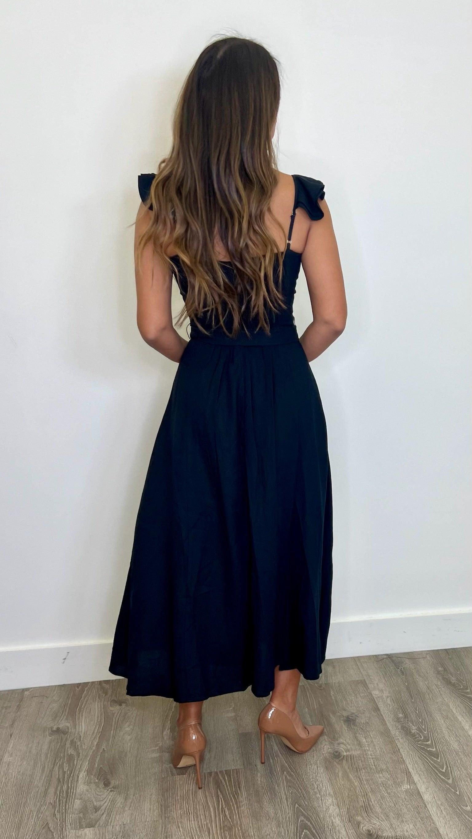Elsie Navy Blue Women's Dress - Elegant Casual Midi Dress for Work, Party & Everyday Wear