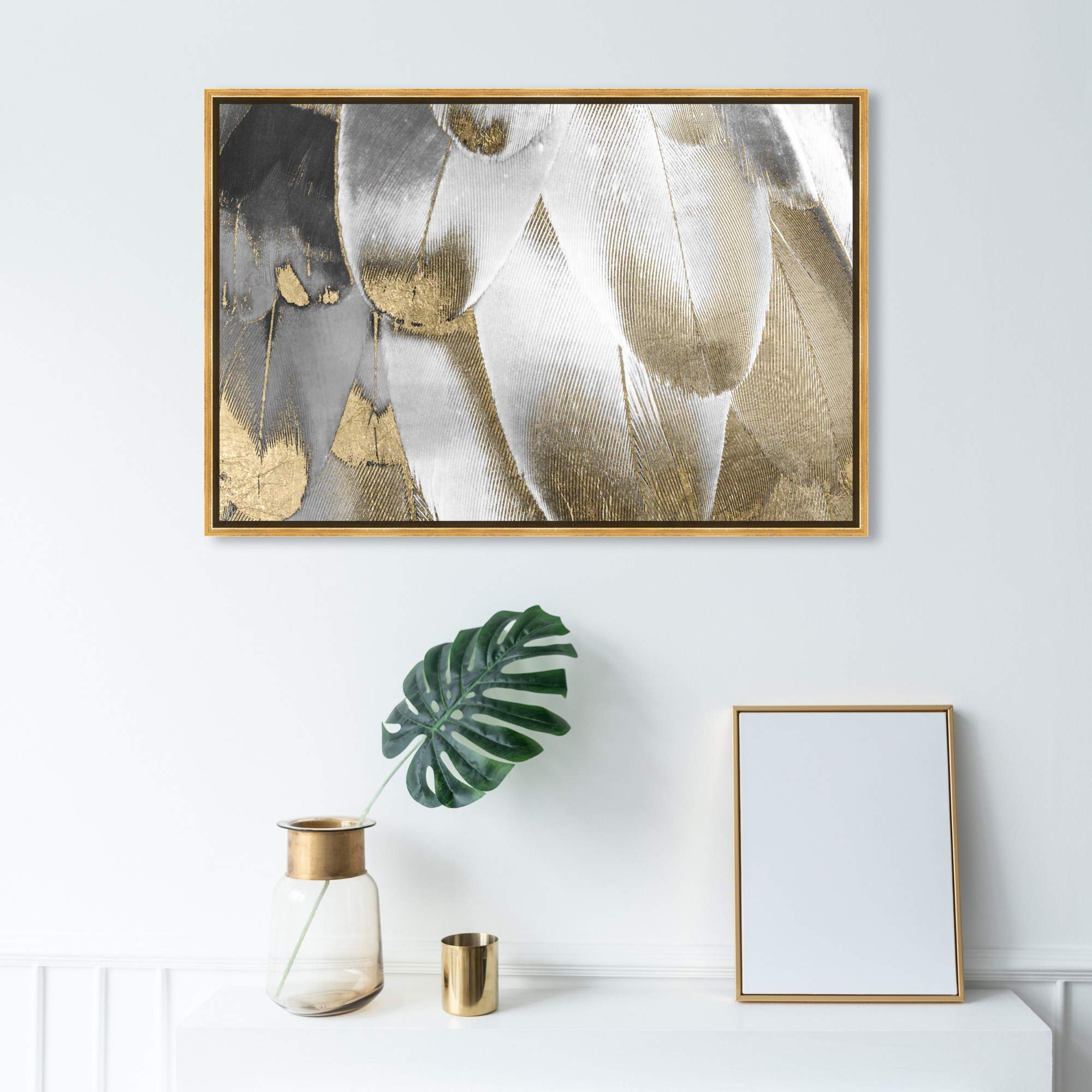 Royal Feathers Framed Wall Art Canvas Print - 36