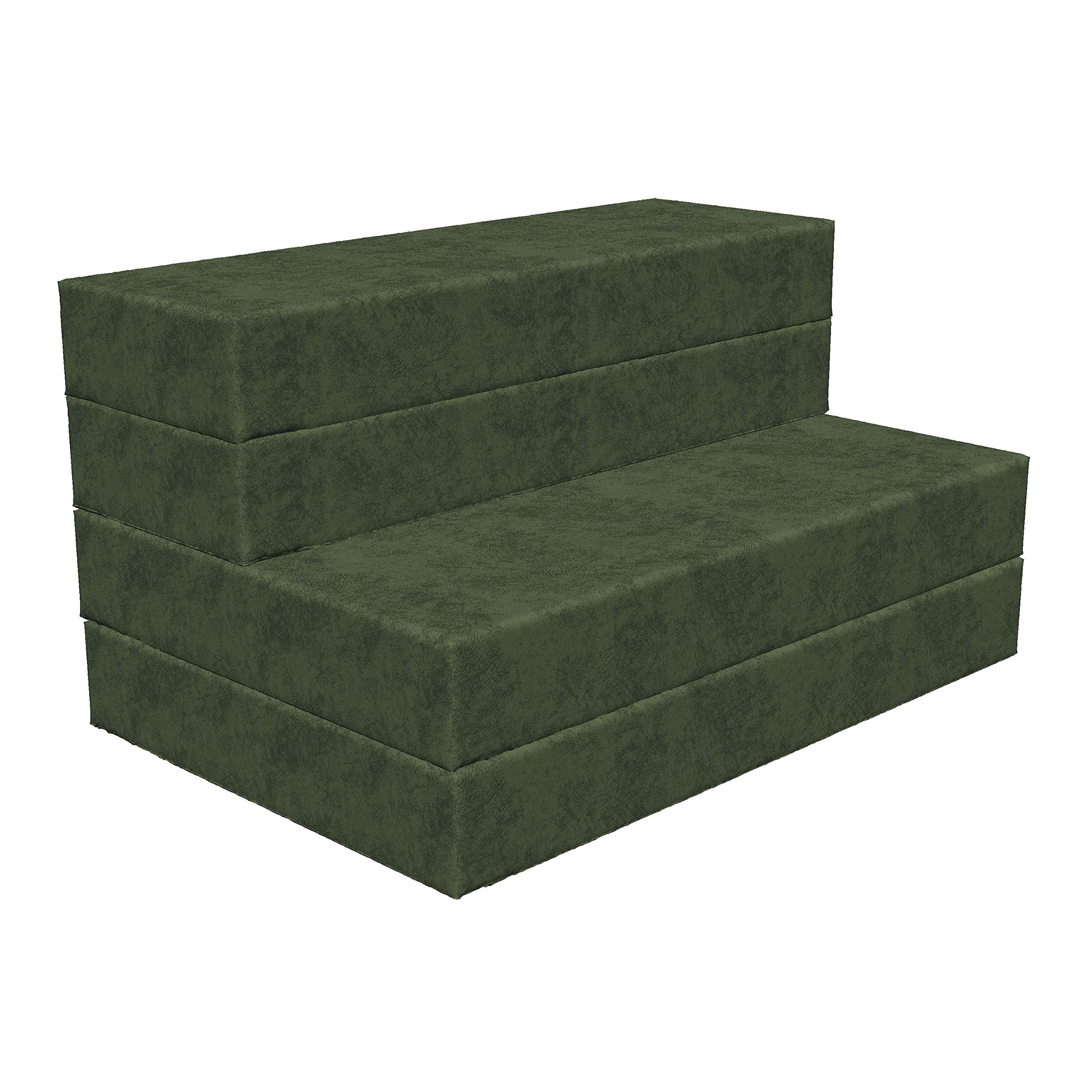 Ambesonne Faux Suede Foldable Mattress - Queen Size Digital Printed Portable Futon Mat, Lightweight Sleeping Pad for Guest Bed, Camping & Dorm Use - Olive Green | Perfect for Spare Bedroom, Travel & Outdoor Adventures