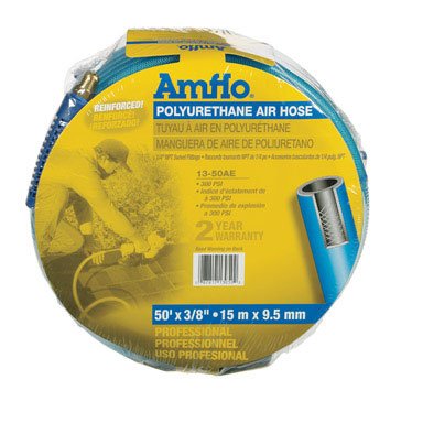 **Amflo 50 ft. x 3/8 in. Polyurethane Air Hose - 300 psi, Blue - High-Pressure, Lightweight & Flexible for Air Compressors, Pneumatic Tools, and DIY Projects**