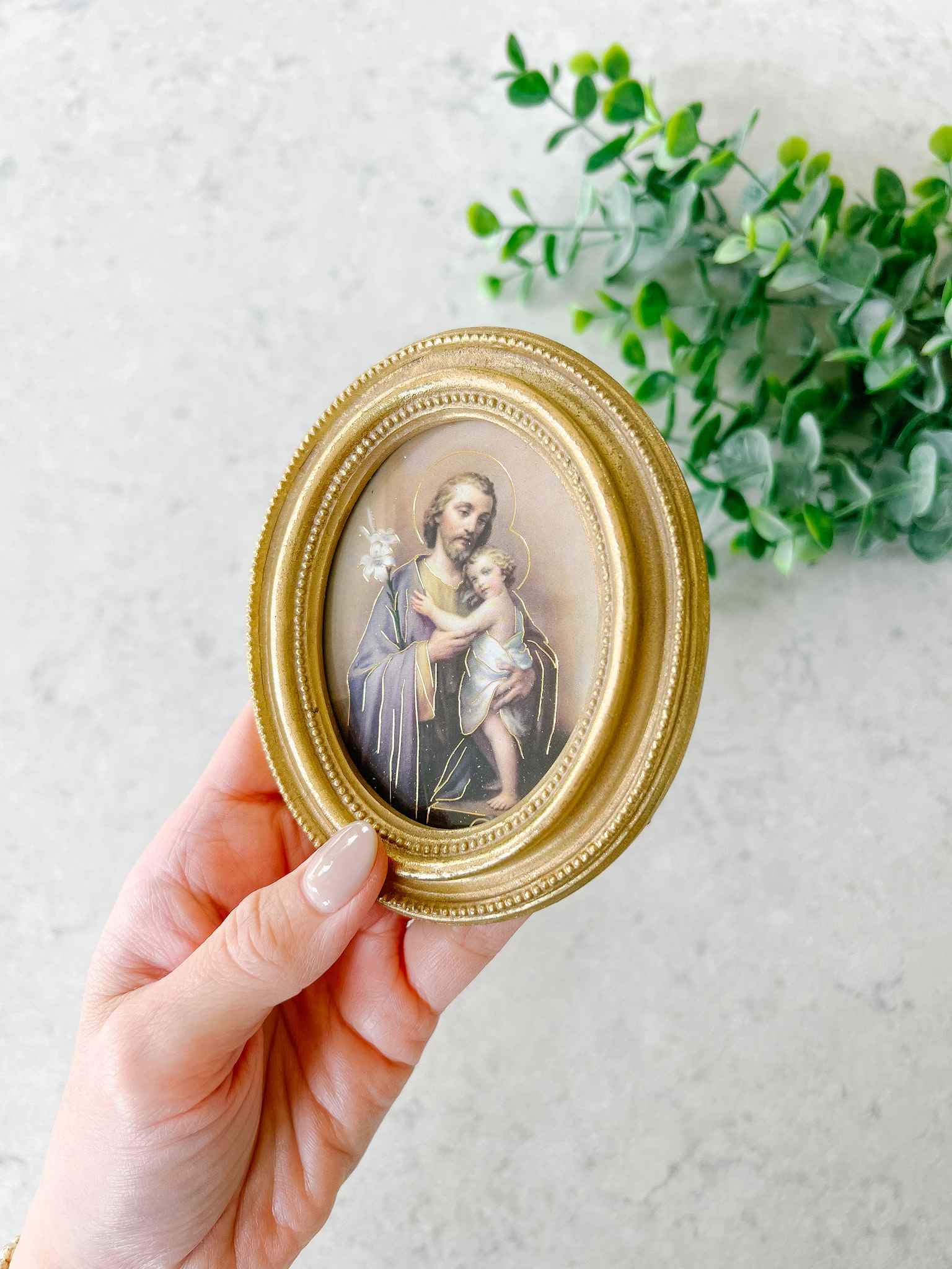 St. Joseph and Jesus Framed Wall Art - Religious Home Decor for Bedroom, Living Room & Prayer Space