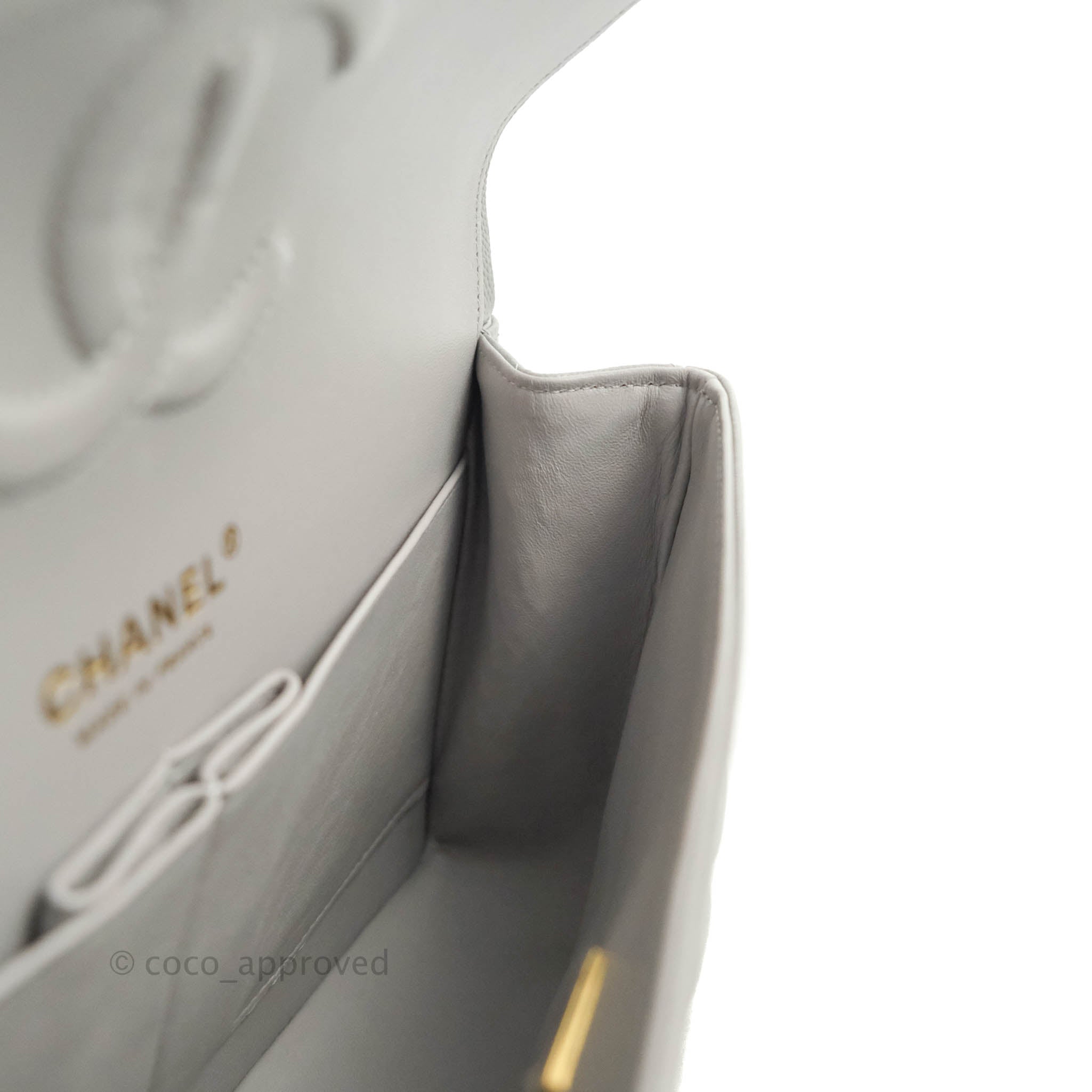 Chanel Classic Medium Double Flap Bag in Grey Caviar Leather with Gold Hardware 21A - Luxury Handbag for Women, Perfect for Work, Evening Events & Special Occasions