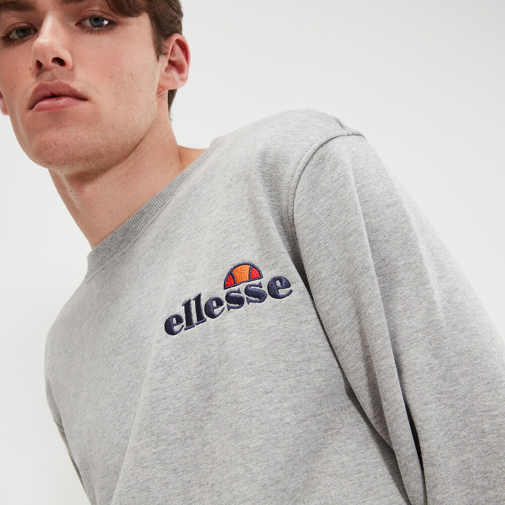 Ellesse Men's Fierro Crew Grey Sweatshirt - Comfortable Casual Pullover for Gym, Running & Everyday Wear