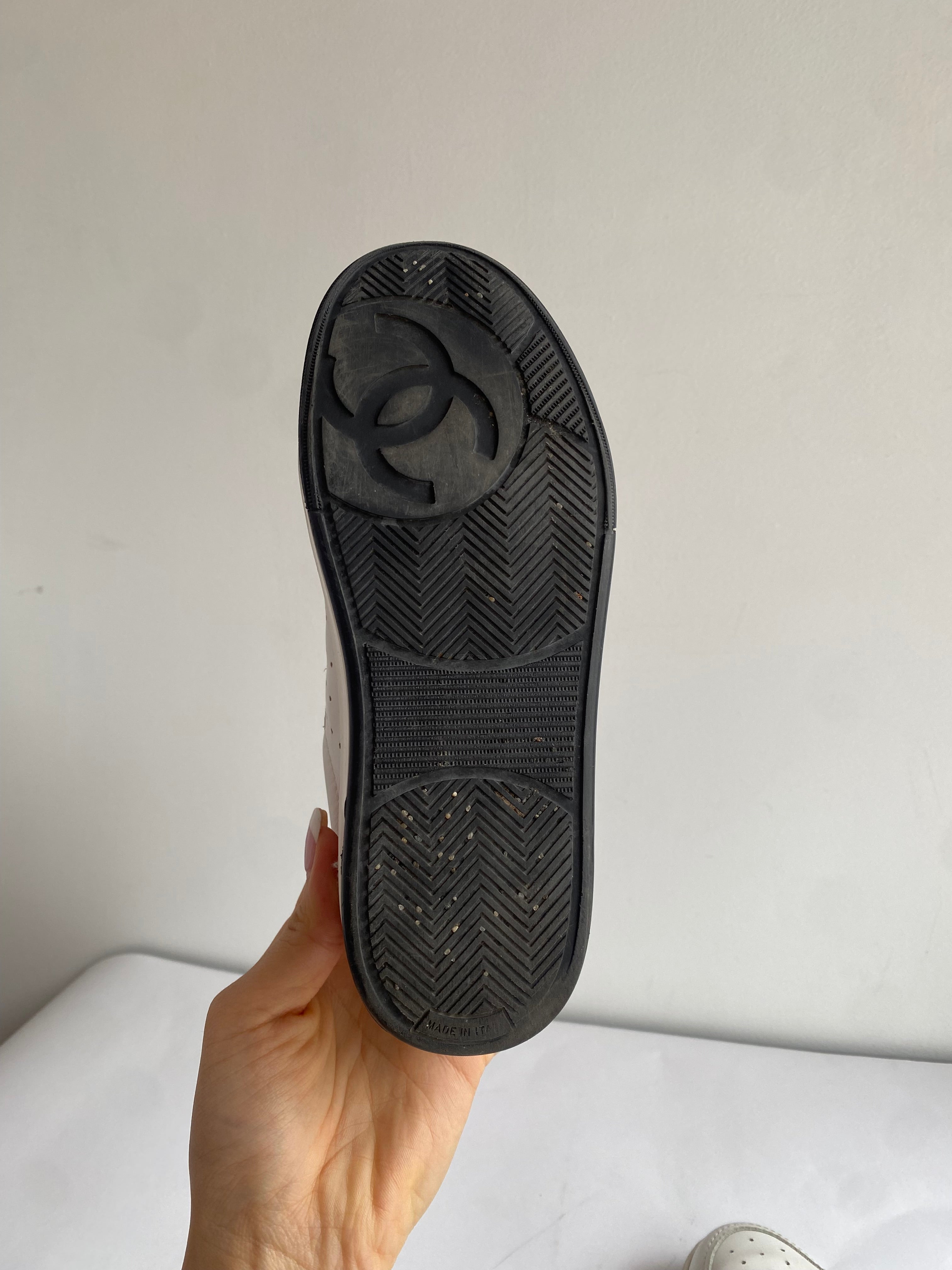 Chanel White Logo Sneakers Women's Size 35.5 - Fashion Luxury Casual Shoes for Women | Perfect for Daily Wear, Office & Street Style