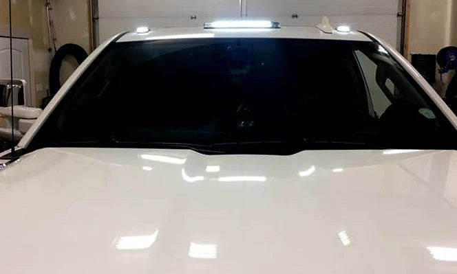 GMC & Chevy 2015-2019 Smoked Cab Roof Light Bar Kit - White & Amber Strobe LED Lights with Smoked Lens | Easy Fresh Install for Off-Road, Emergency & Work Truck Lighting