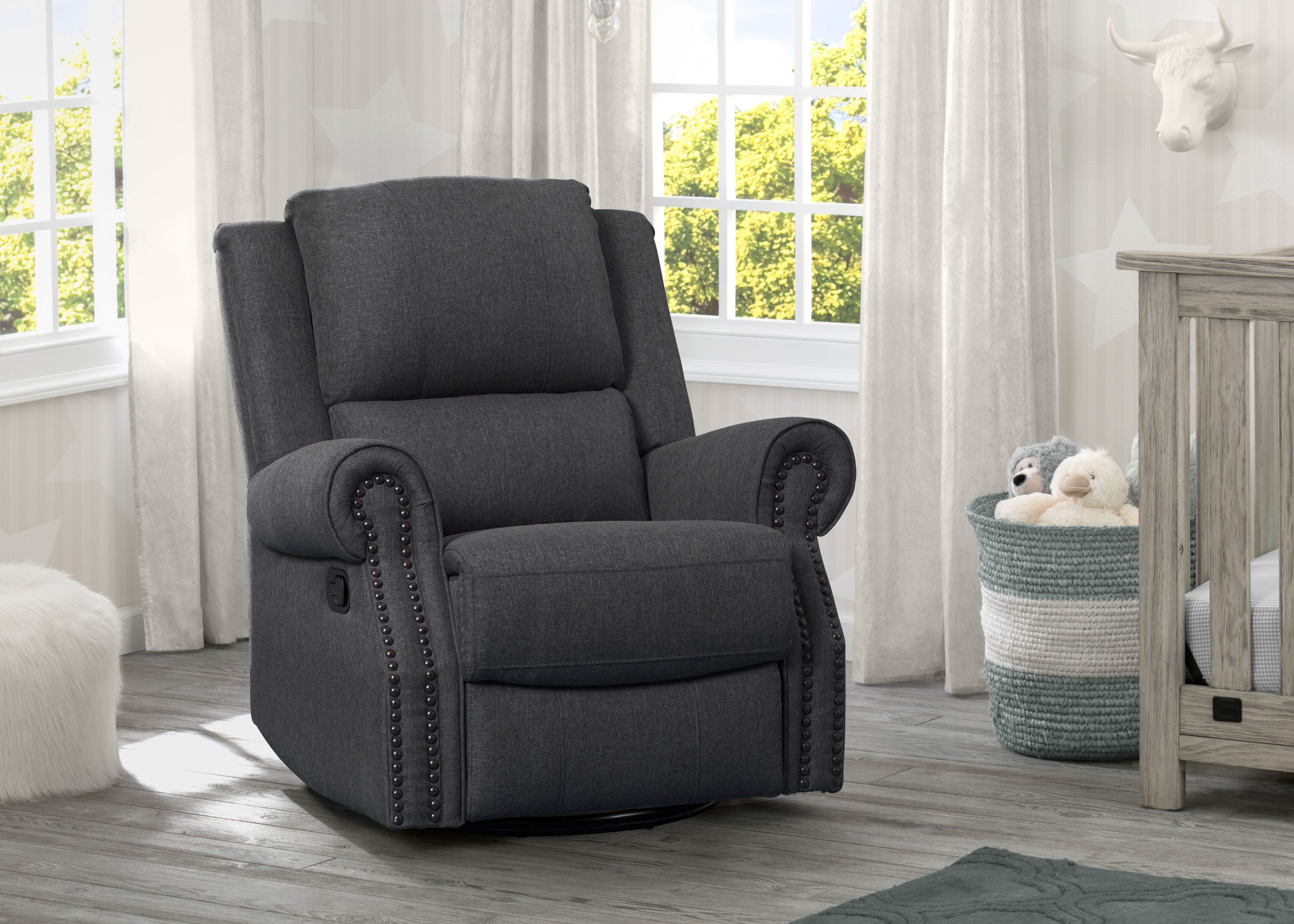 Dexter Nursery Recliner Swivel Glider Chair - Comfortable Rocking Chair for Baby Nursery, Breastfeeding & Relaxing - Perfect for Nurseries, Bedrooms & Living Rooms