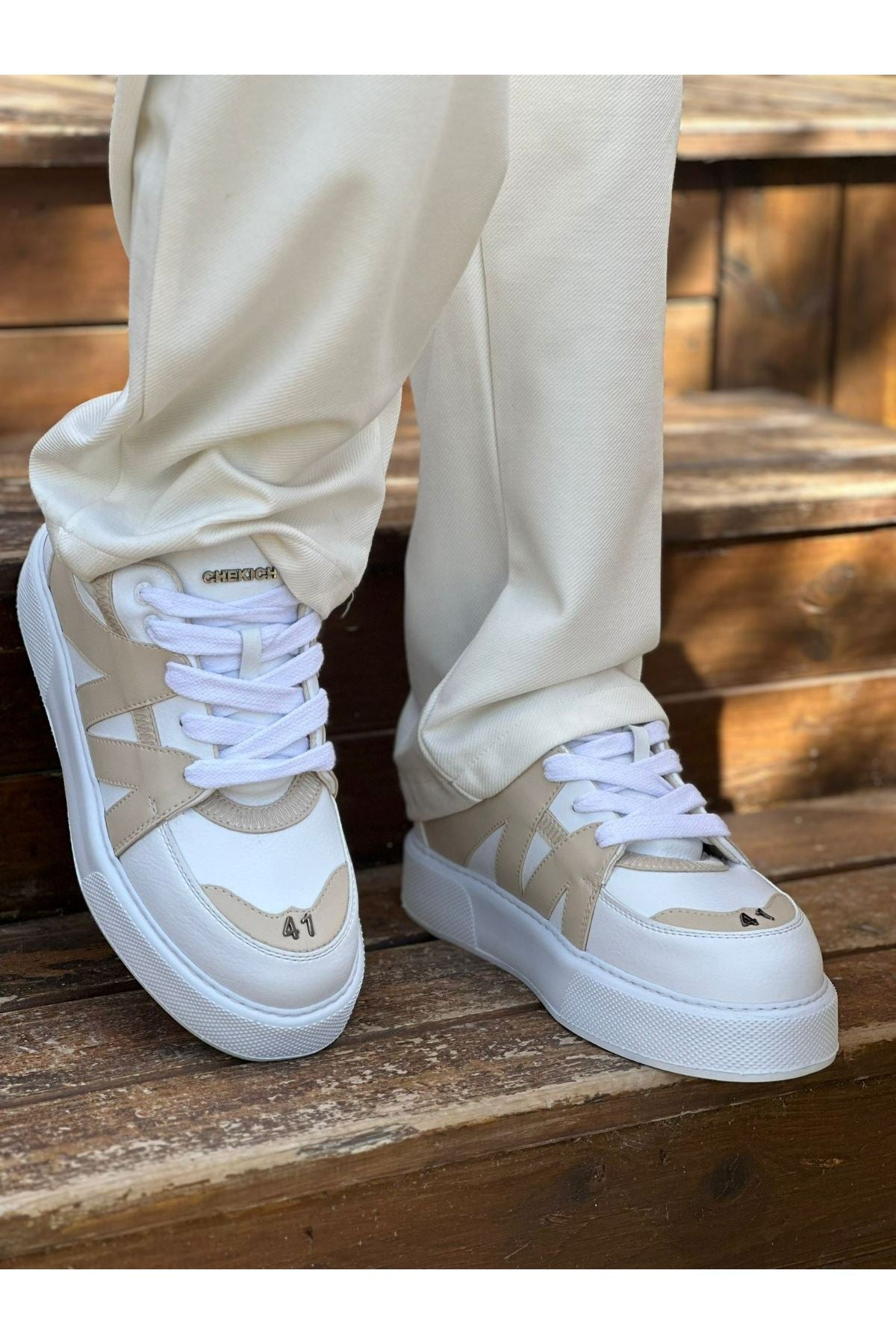 CH2407 CBT Star X Men's Sports Shoes - White/Beige | Running, Gym & Casual Wear for Active Lifestyles